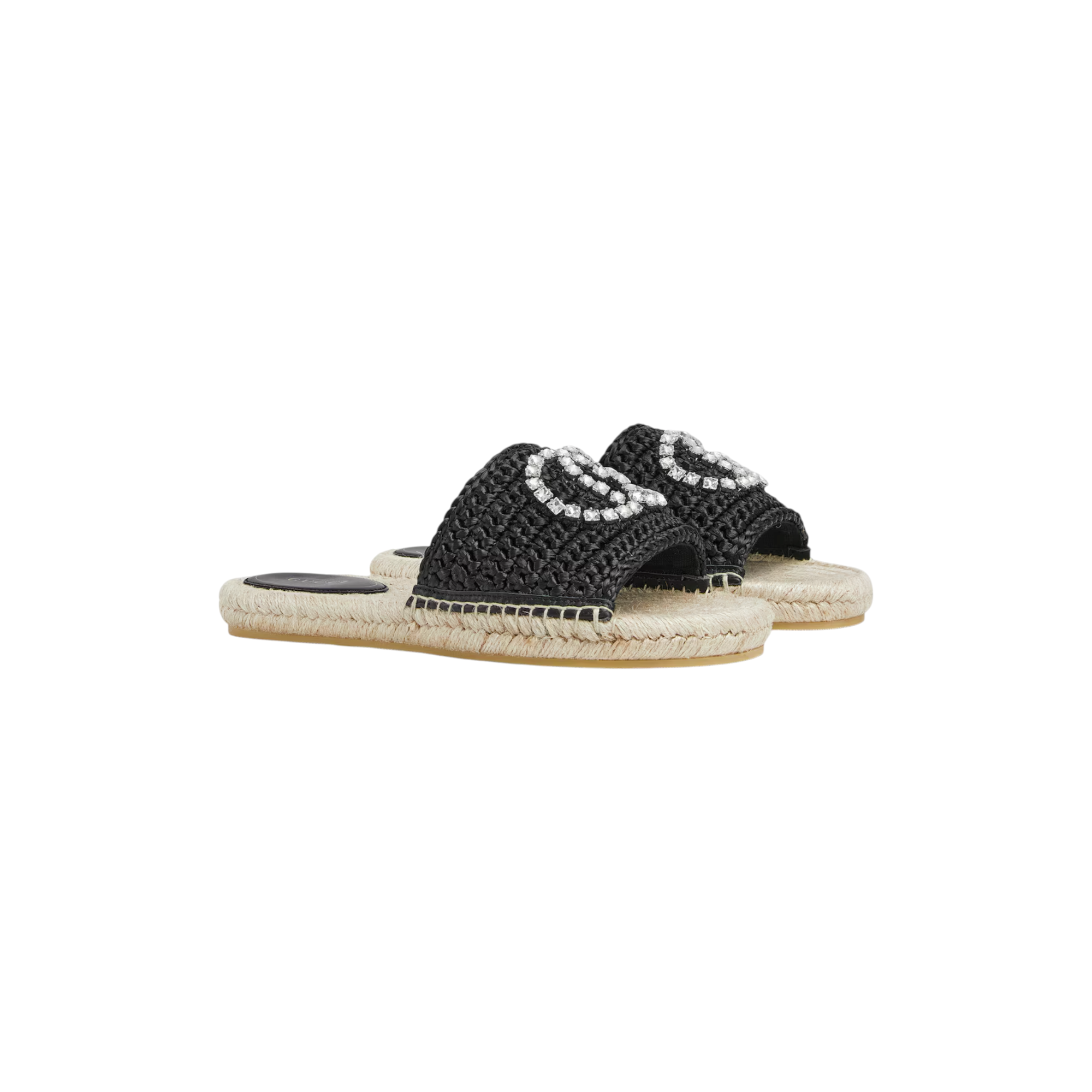 Women's espadrille with crystal Interlocking G Black
