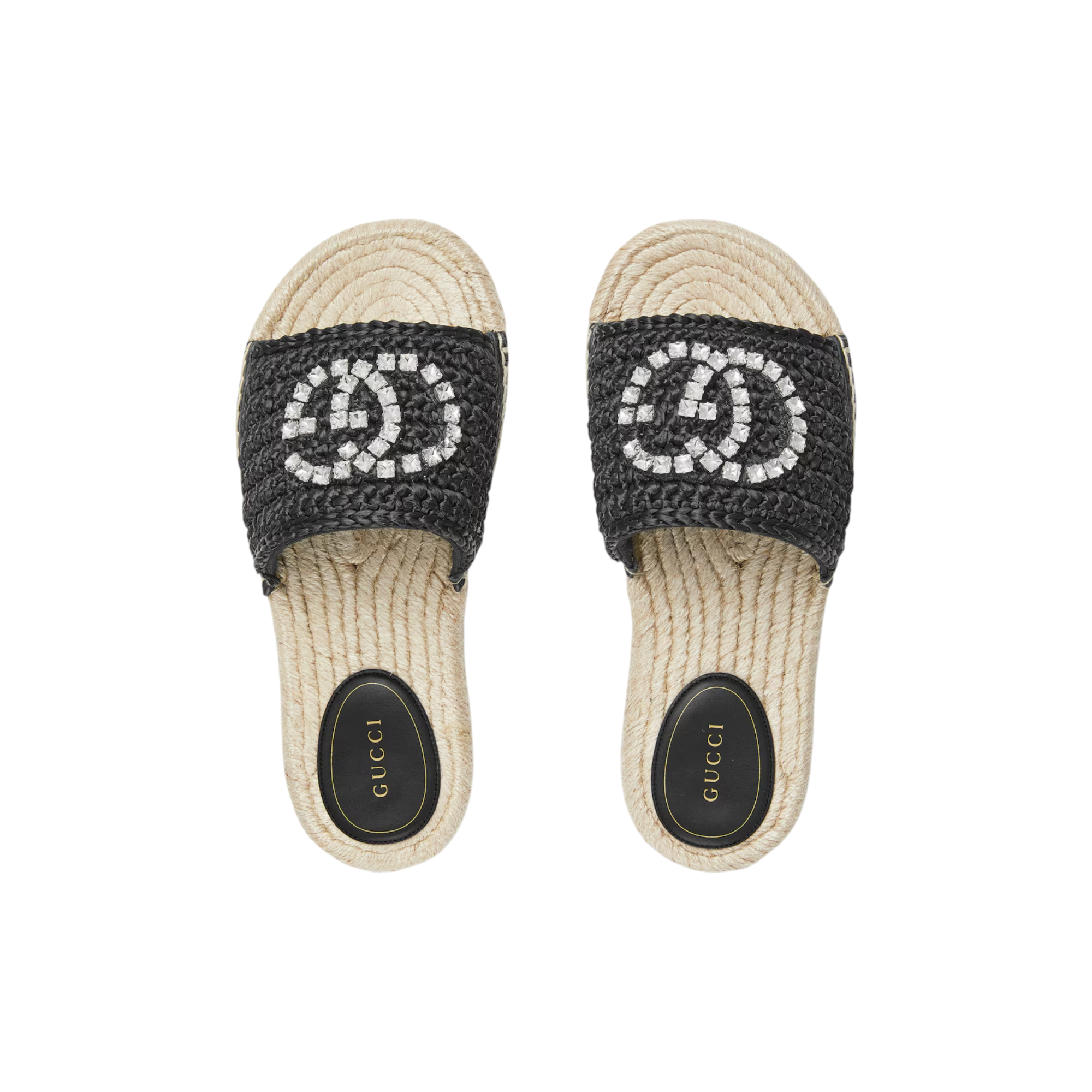 Women's espadrille with crystal Interlocking G Black