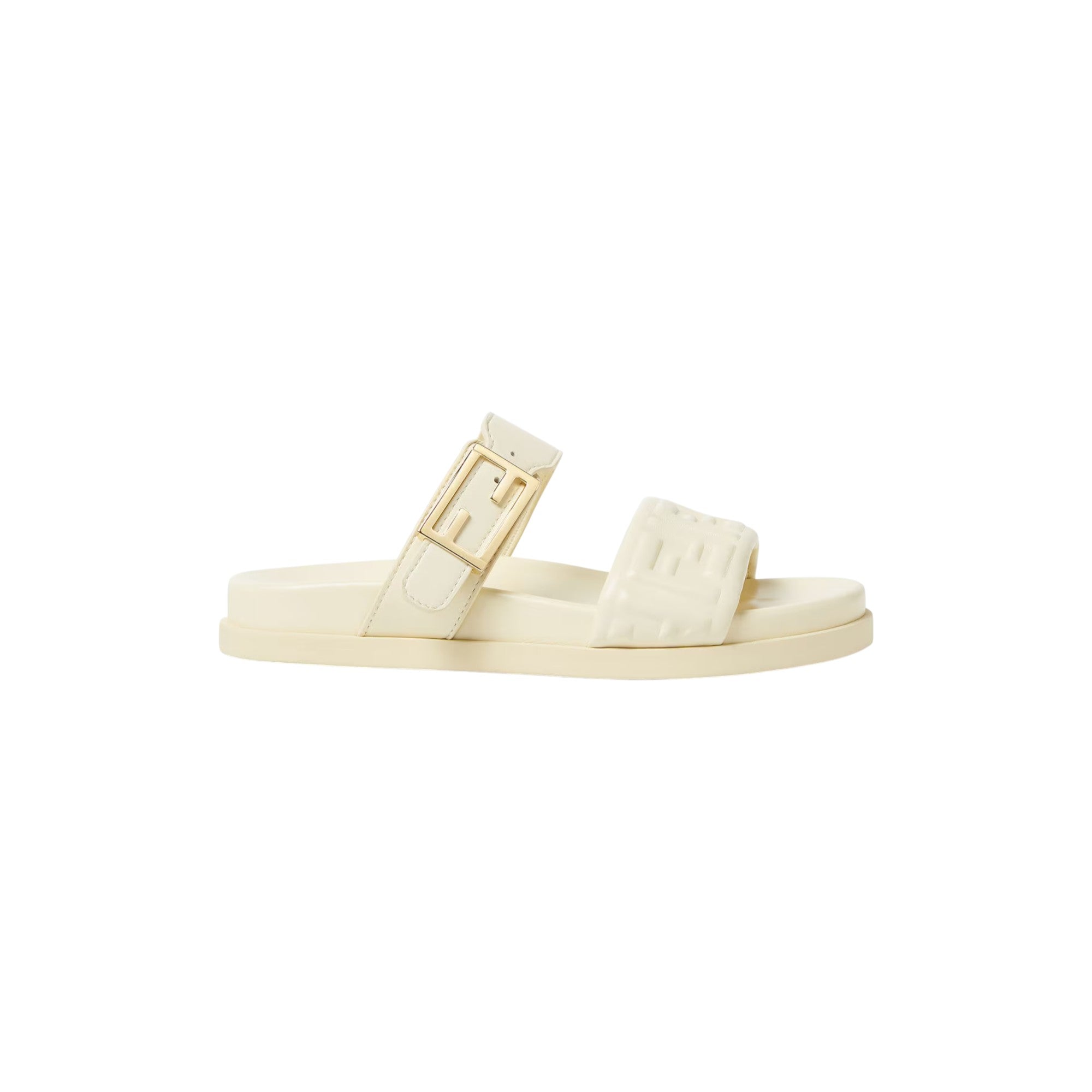 Feel White nappa leather slides