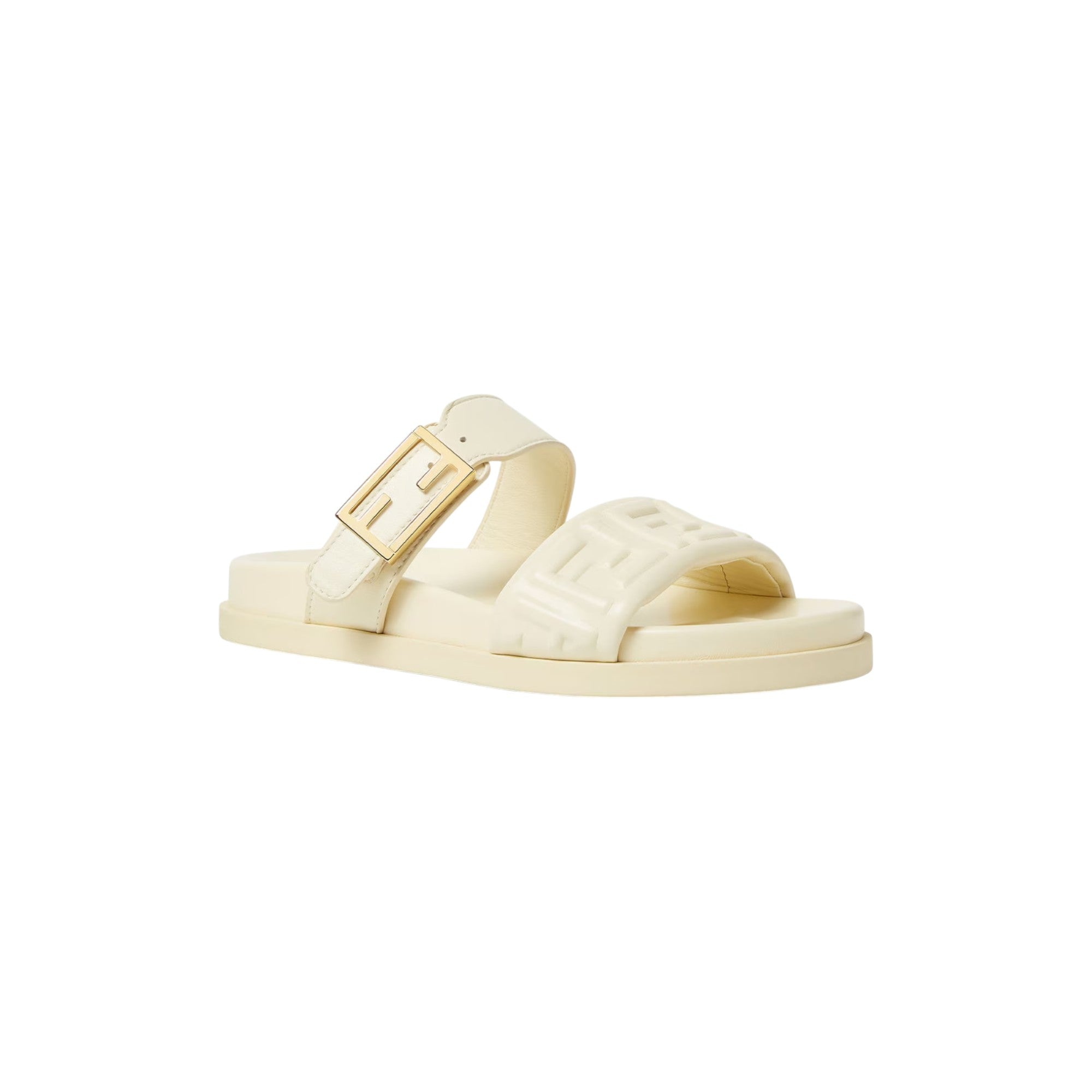 Feel White nappa leather slides