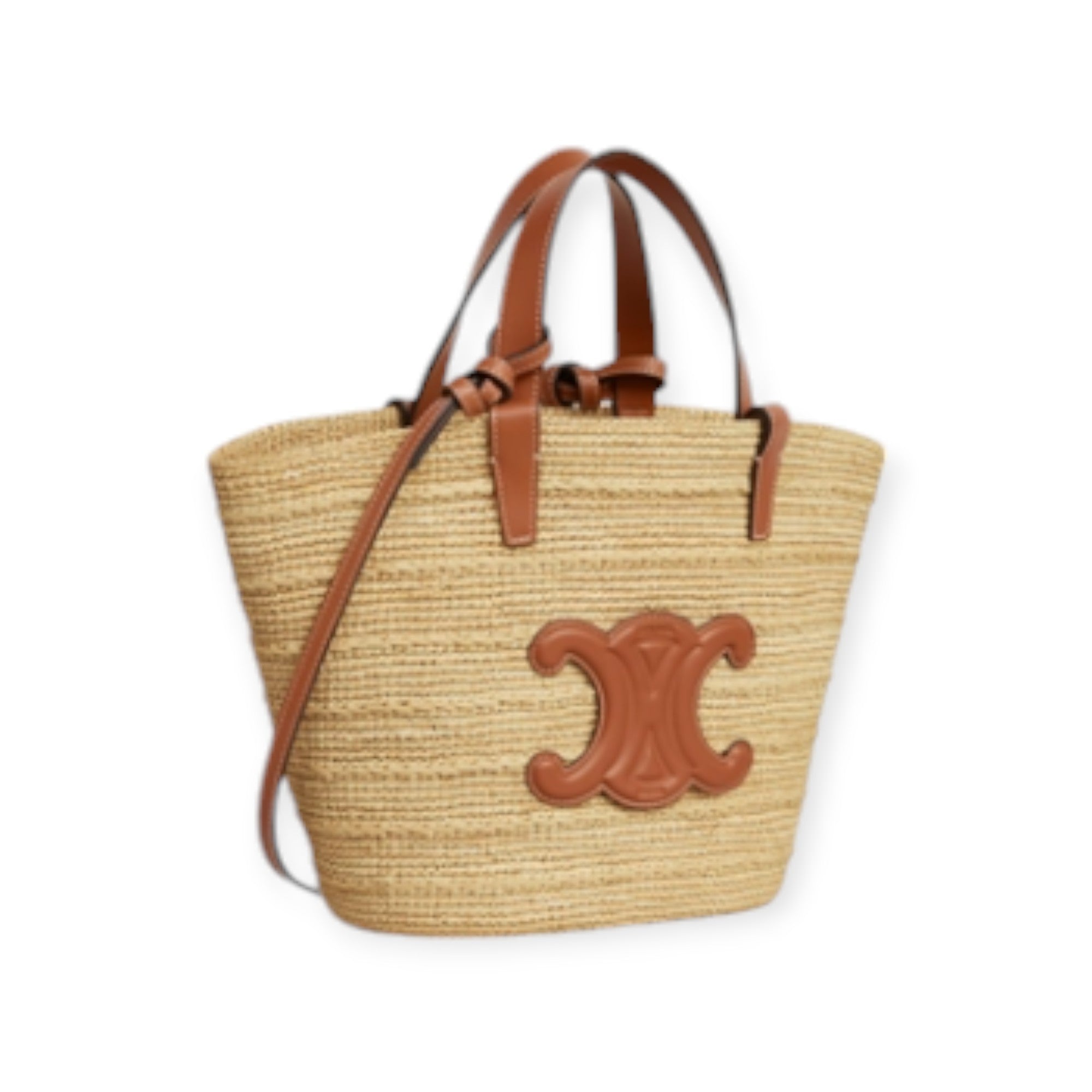 Teen Supple Celine Classic Panier In Raffia And Calfskin