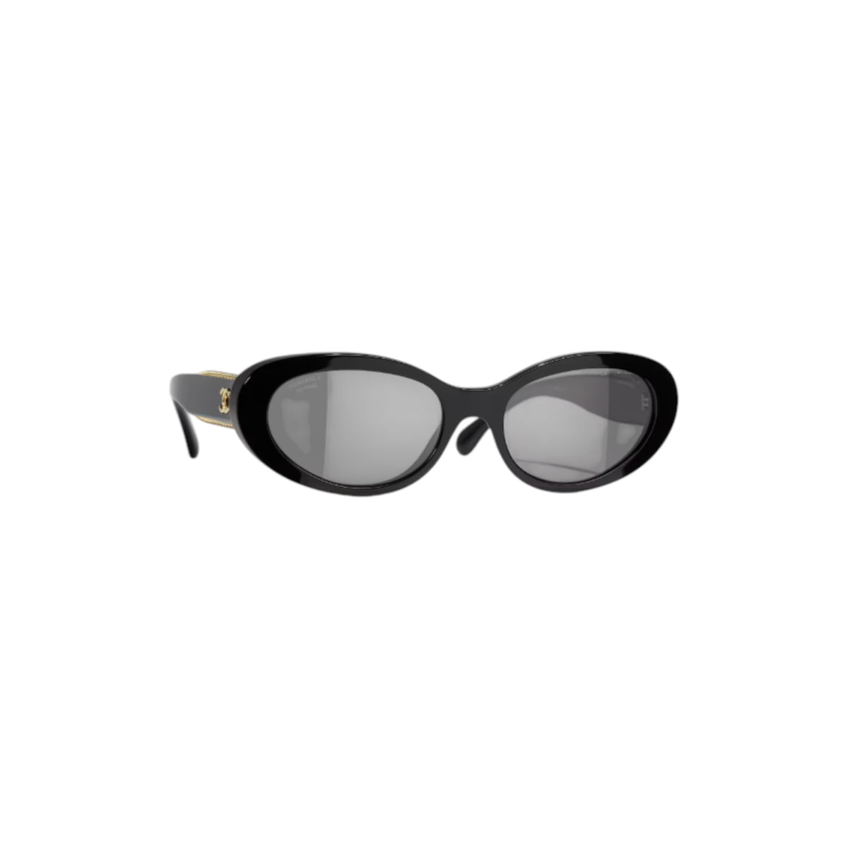 CHANEL Black Sunglasses with Gold Temple Accents Chanel Cat Eye Black Sunglasses – CH5538QC622S8 – Via Manzoni main image 3