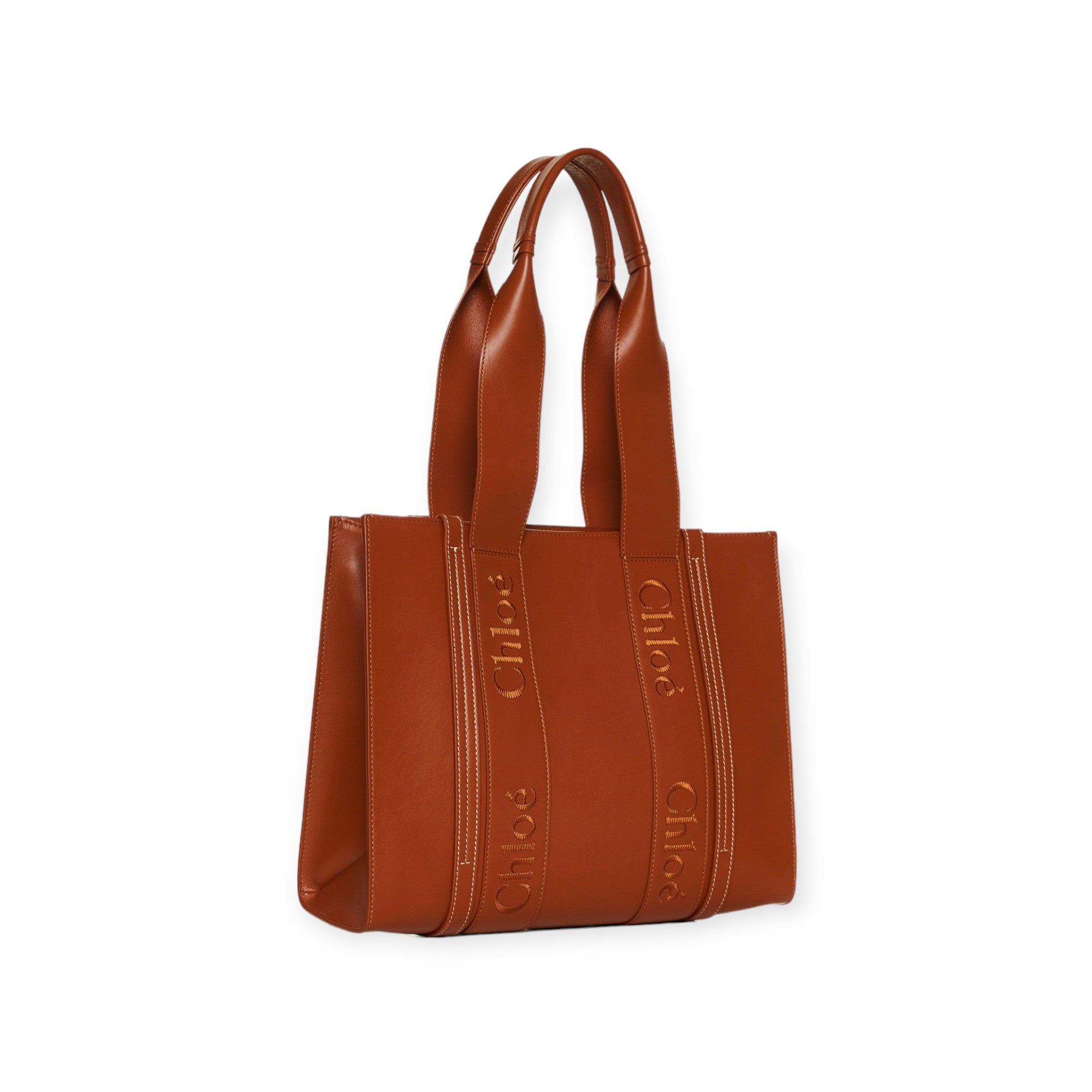 Woody Medium Leather Tote Bag