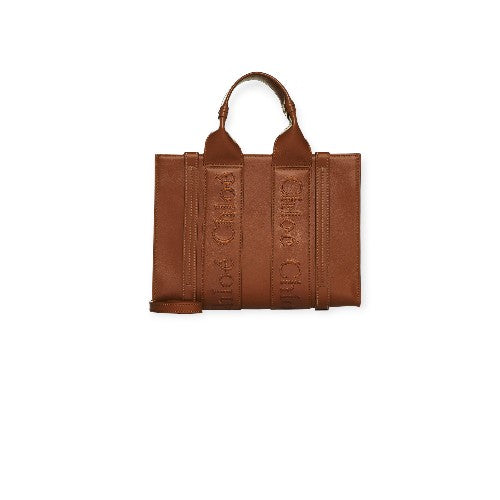 Woody Medium Leather Tote Bag