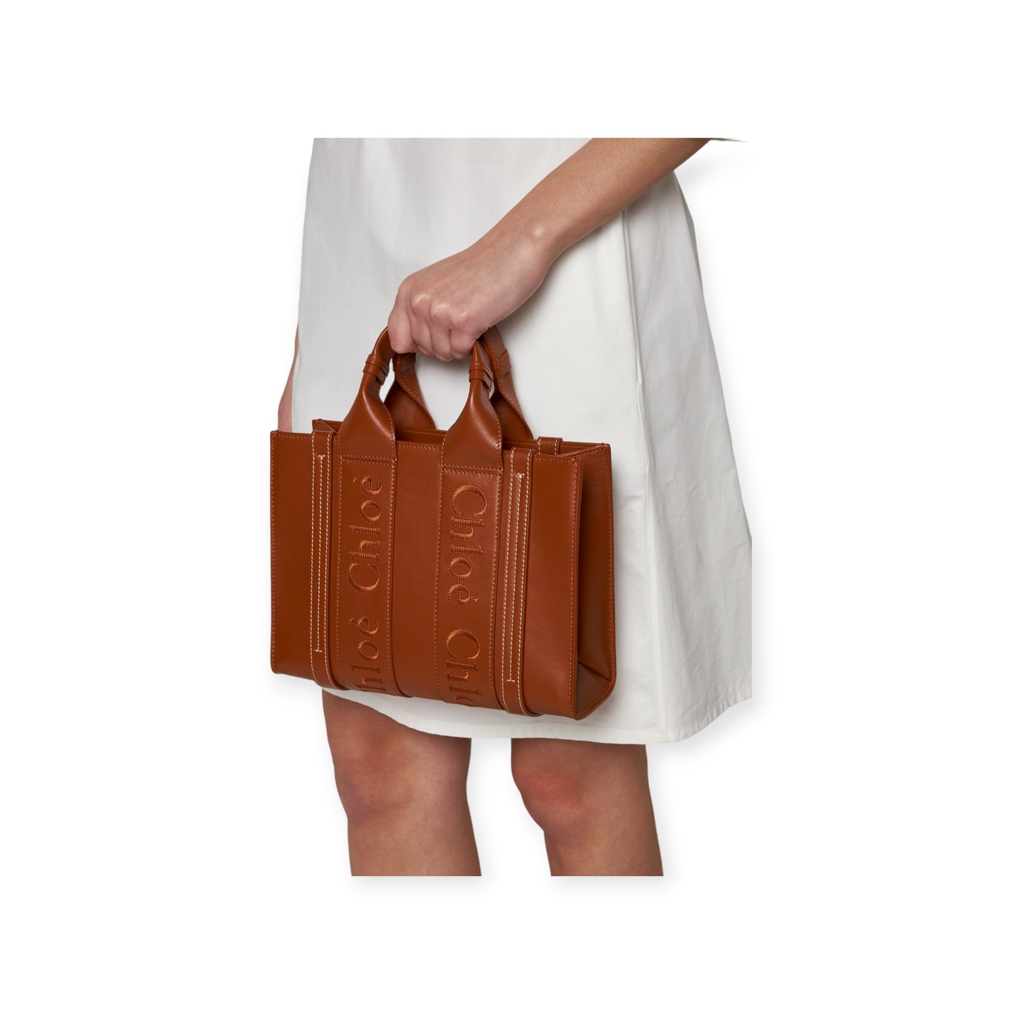 Woody Medium Leather Tote Bag