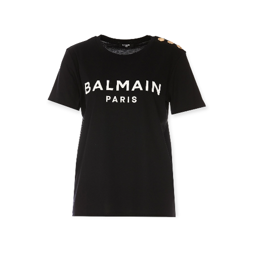 Eco-Responsible Cotton T-Shirt With Balmain Logo Print Balmain