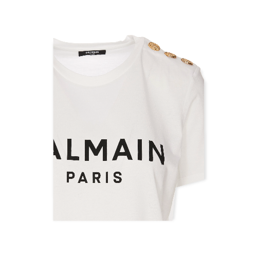 Eco-Designed Cotton T-Shirt With Balmain Logo Print