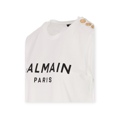 Eco-Designed Cotton T-Shirt With Balmain Logo Print