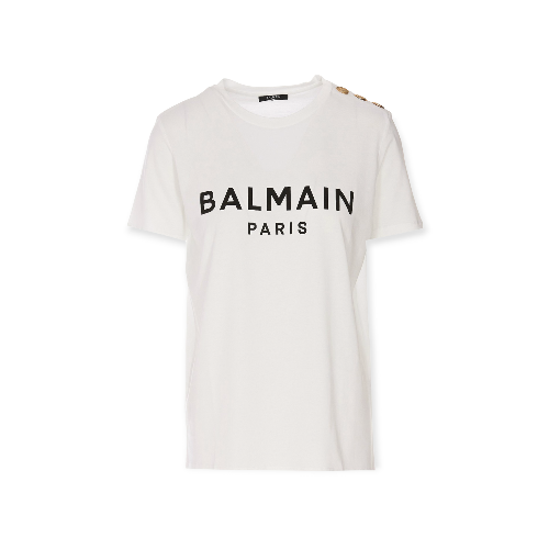 Eco-Designed Cotton T-Shirt With Balmain Logo Print Balmain