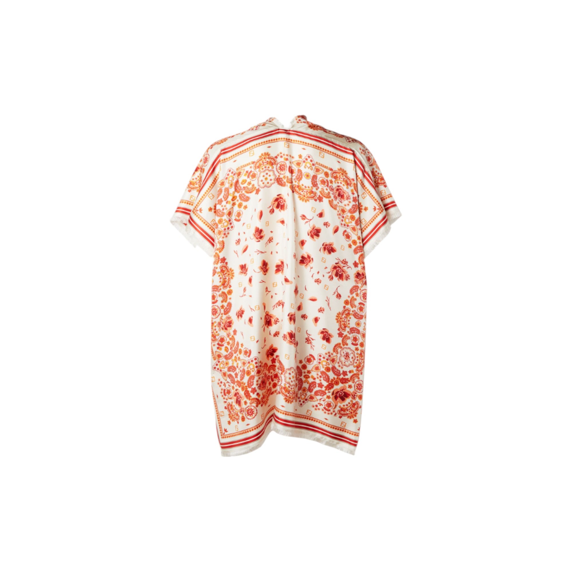 Ivory Silk Coral Bandana Poncho