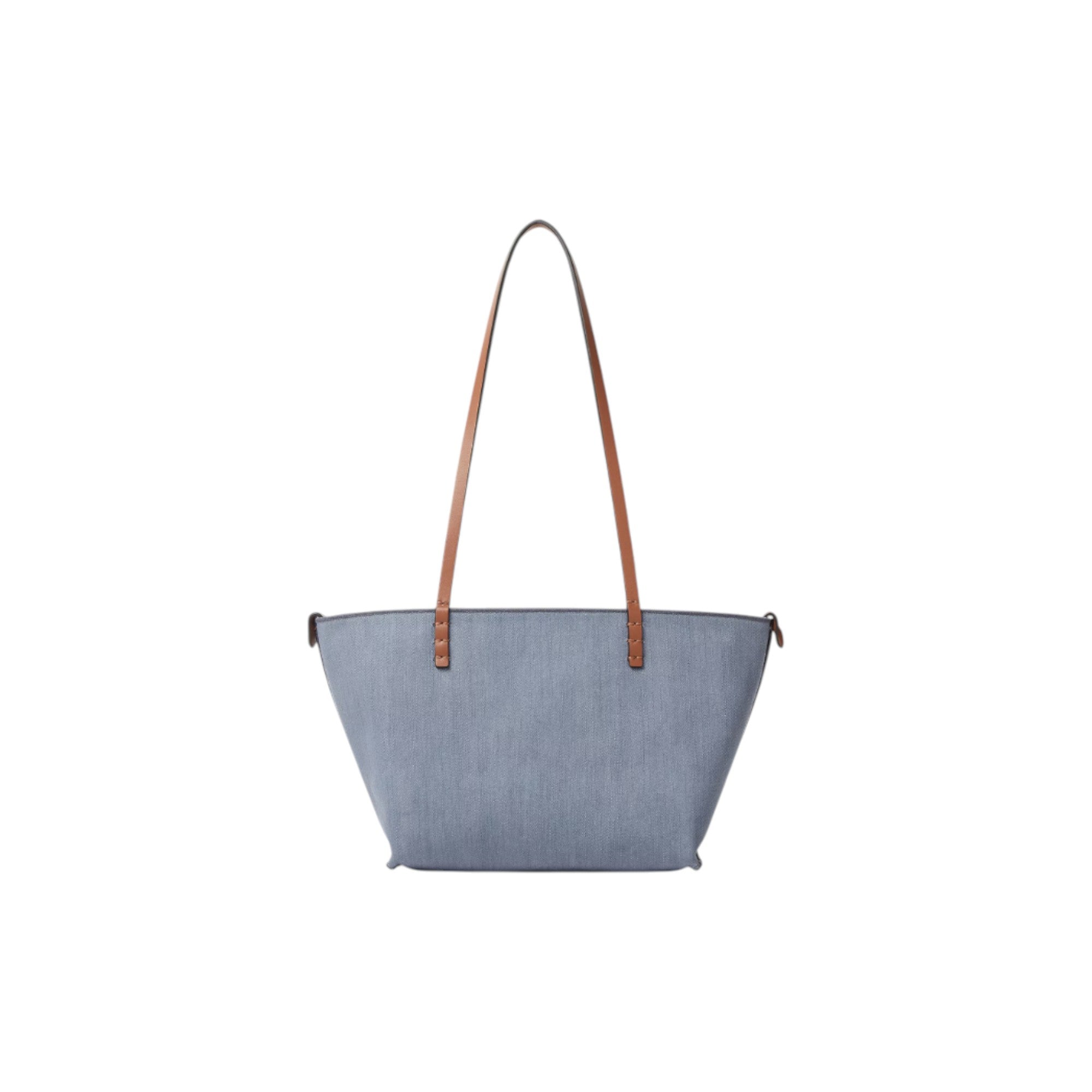Small Roll Blue Denim-Effect Ff Jacquard Reversible Shopper