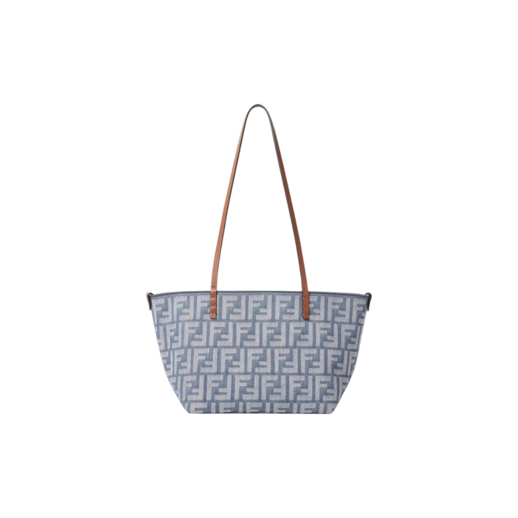 Fendi Small Roll Blue Denim-Effect Ff Jacquard Reversible Shopper 8BH424AUT4F1SXQ