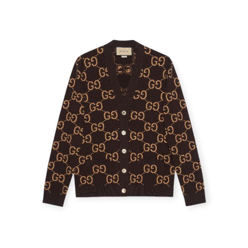 Gg Wool Jacquard Cardigan Gucci