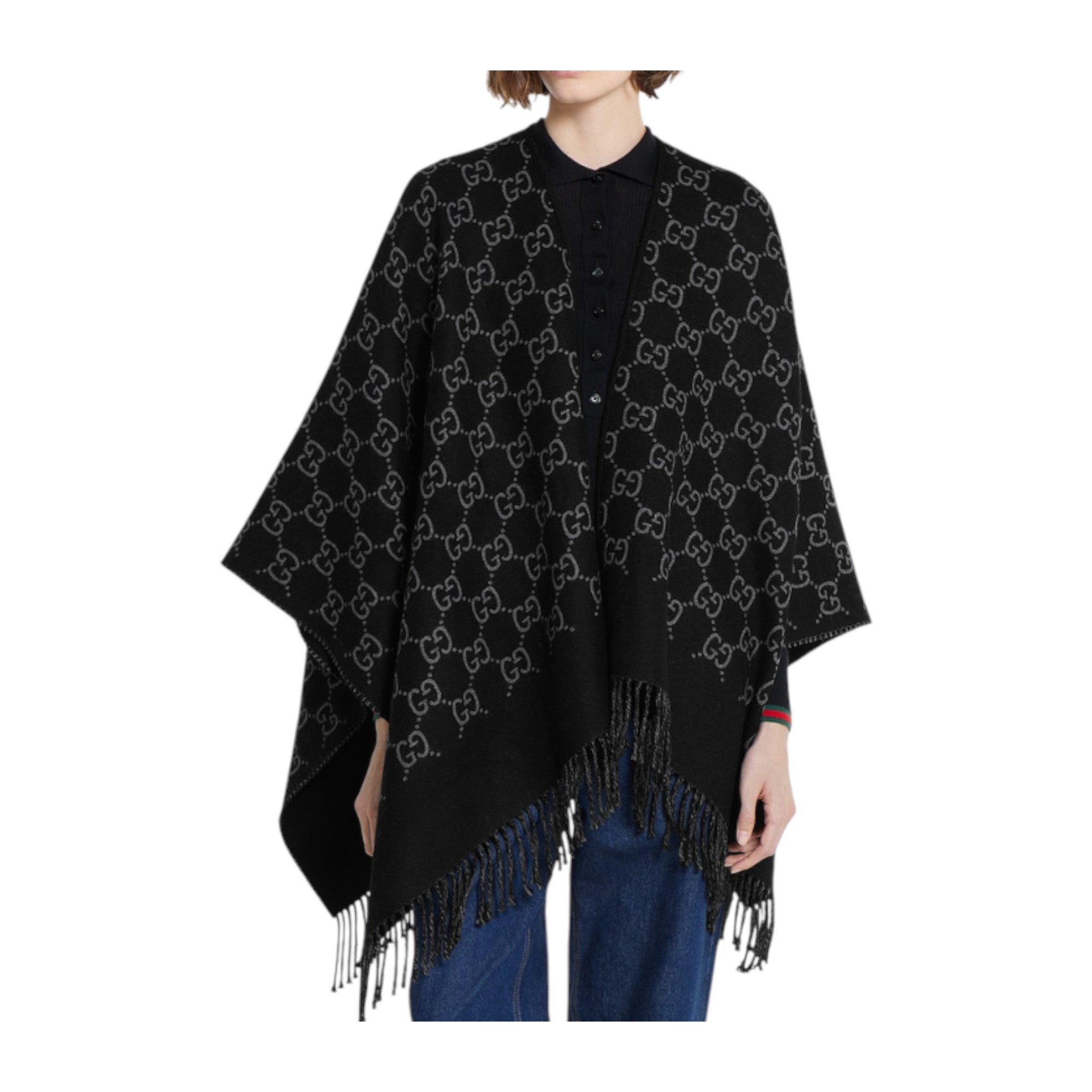 GG wool jacquard cape