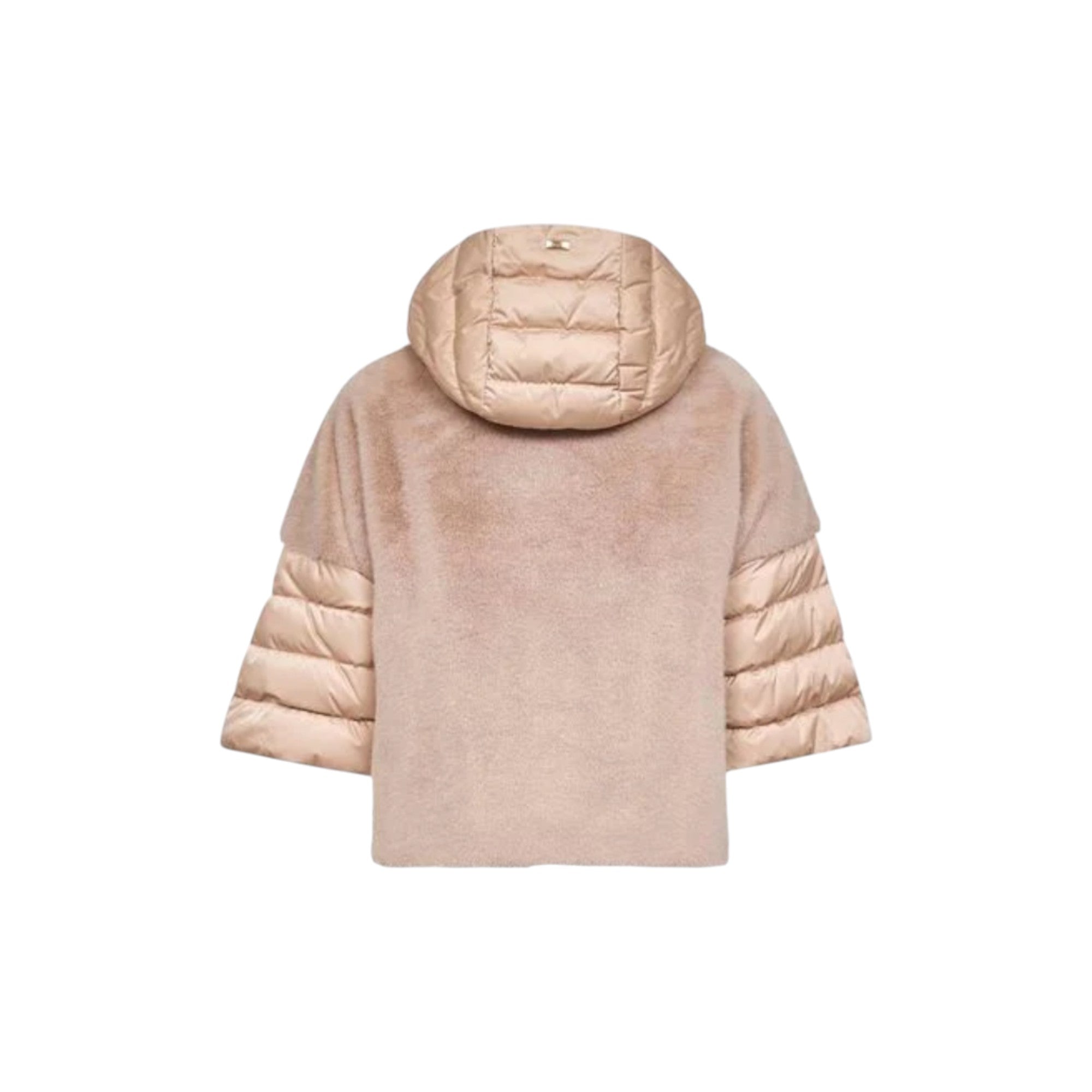 Beige satin and lady alternative fur cape