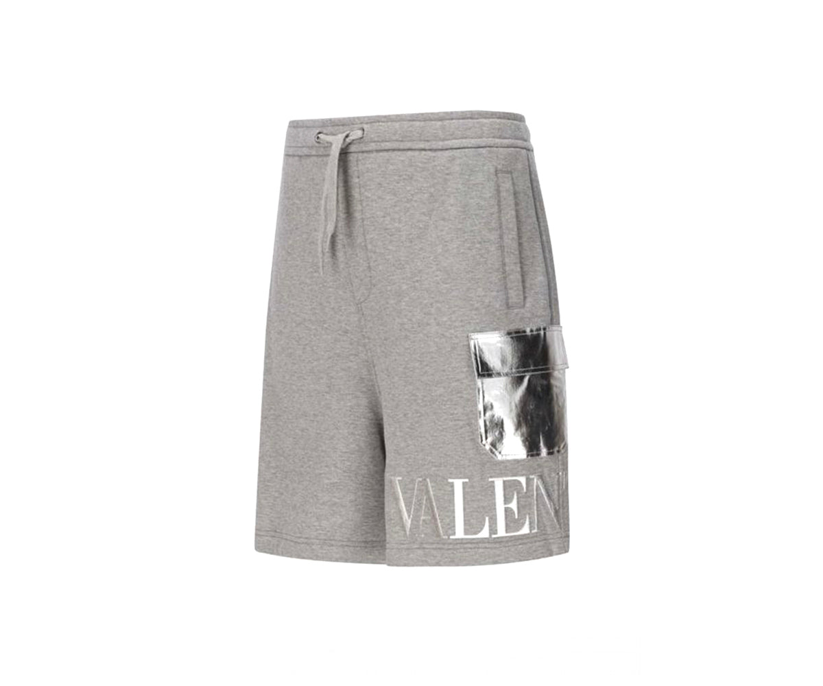 Logo Embroidery Cotton Jersey Shorts In Grey