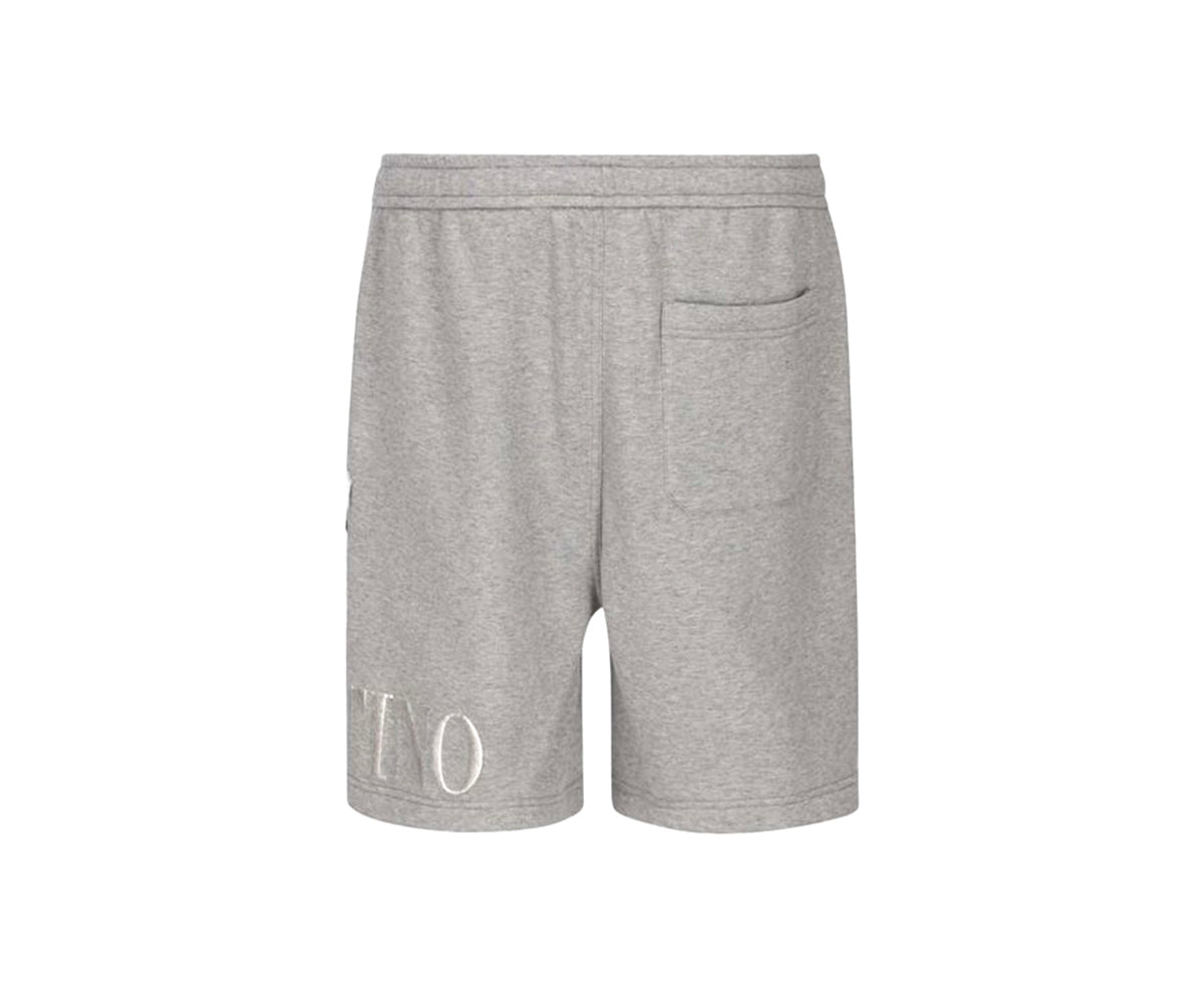 Logo Embroidery Cotton Jersey Shorts In Grey