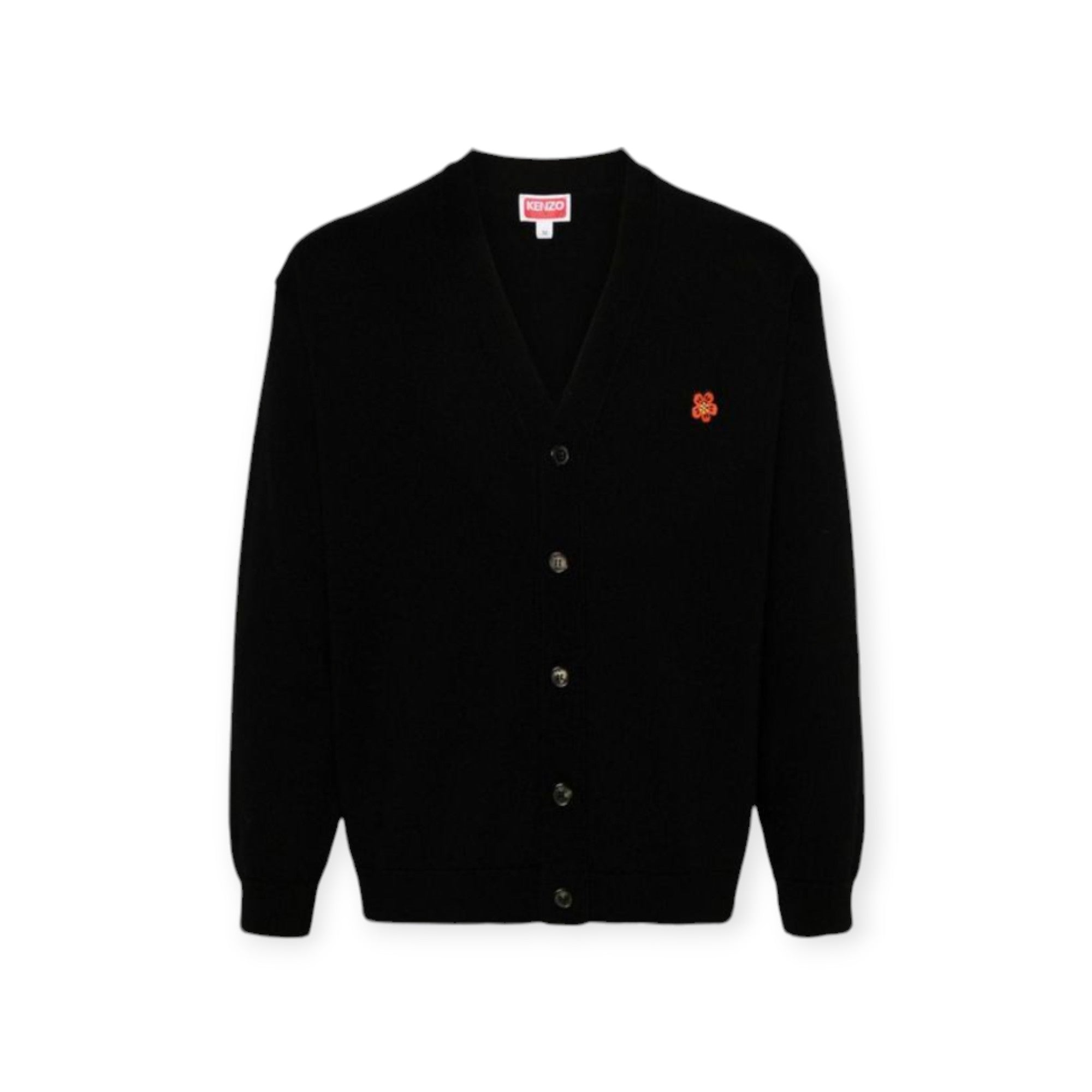 Men's Black Boke Flower Wool Cardigan Kenzo