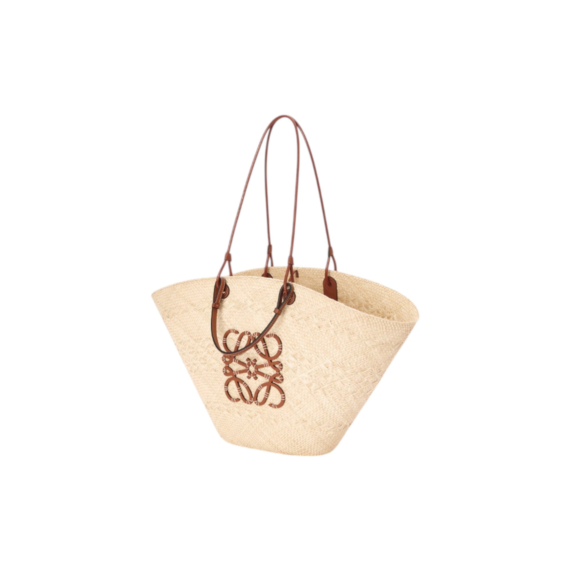Large Anagram Basket Bag In Iraca Palm And Calfskin