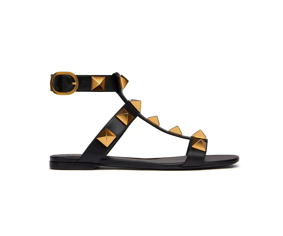 Roman Stud Flat Calfskin Sandal