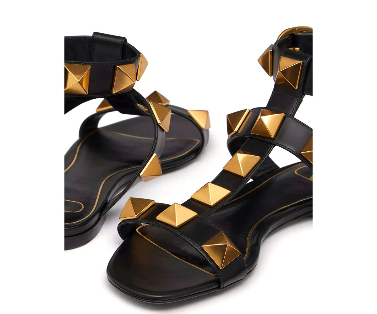 Roman Stud Flat Calfskin Sandal