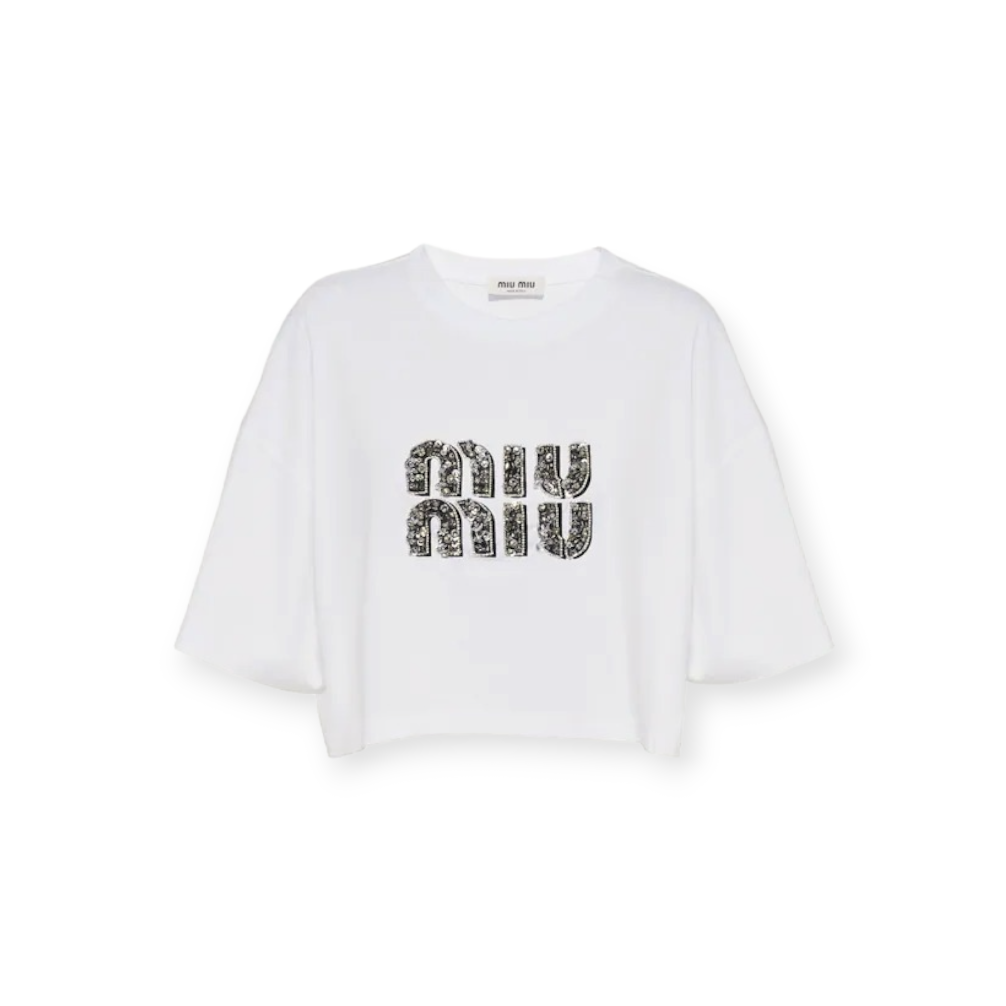 Embroidered Cotton T-Shirt Miu Miu