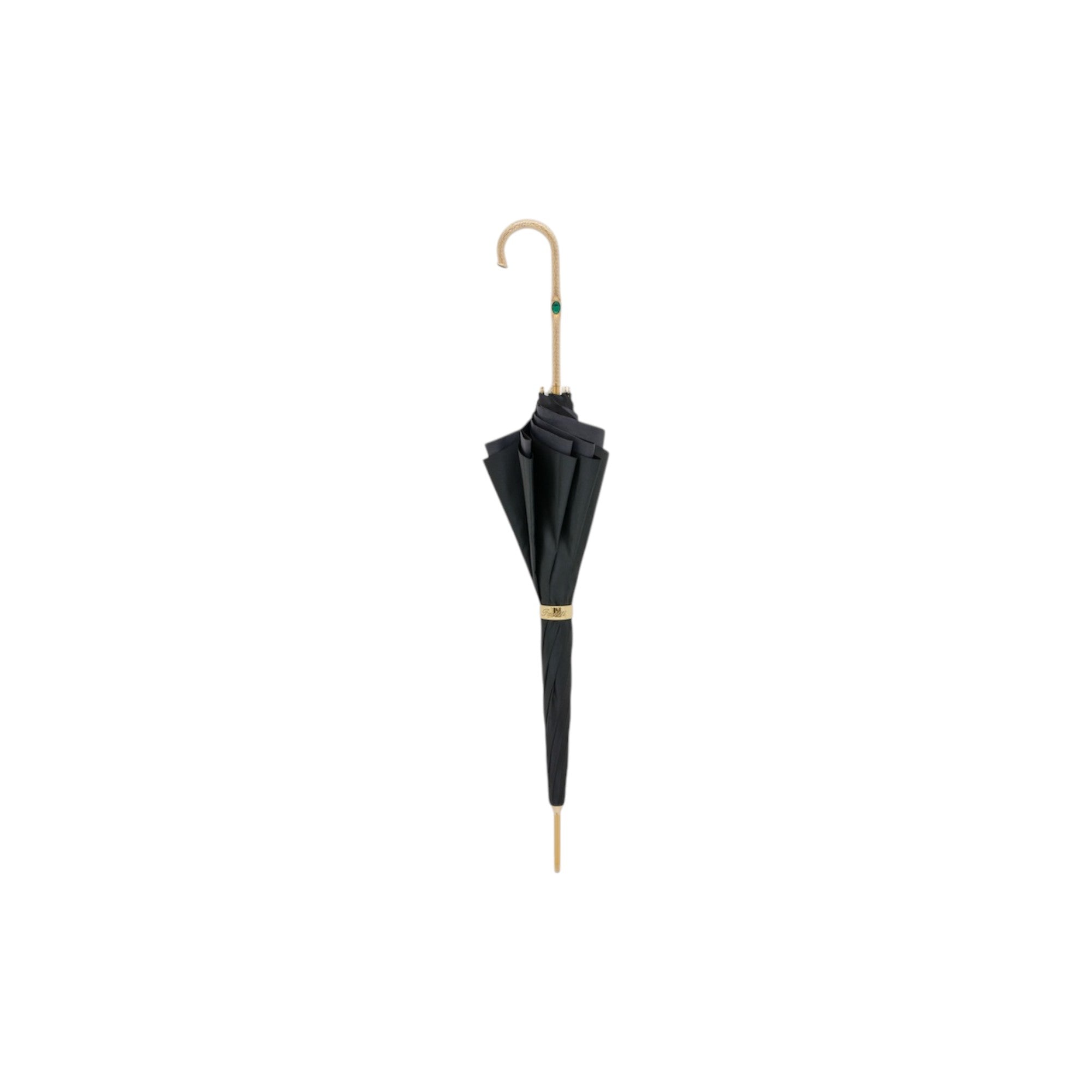 Black Umbrella with Peacock Interior, Double Cloth