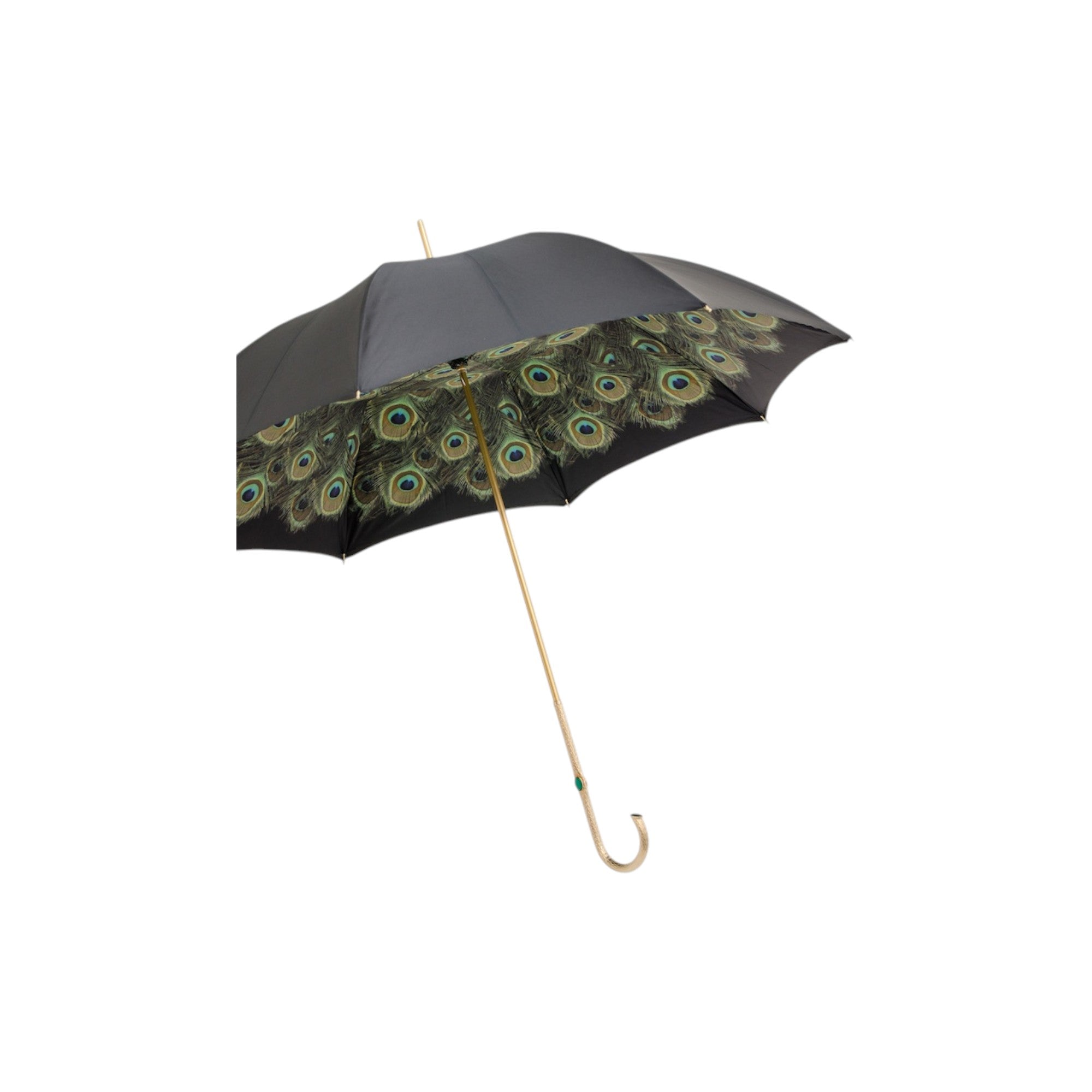 Black Umbrella with Peacock Interior, Double Cloth