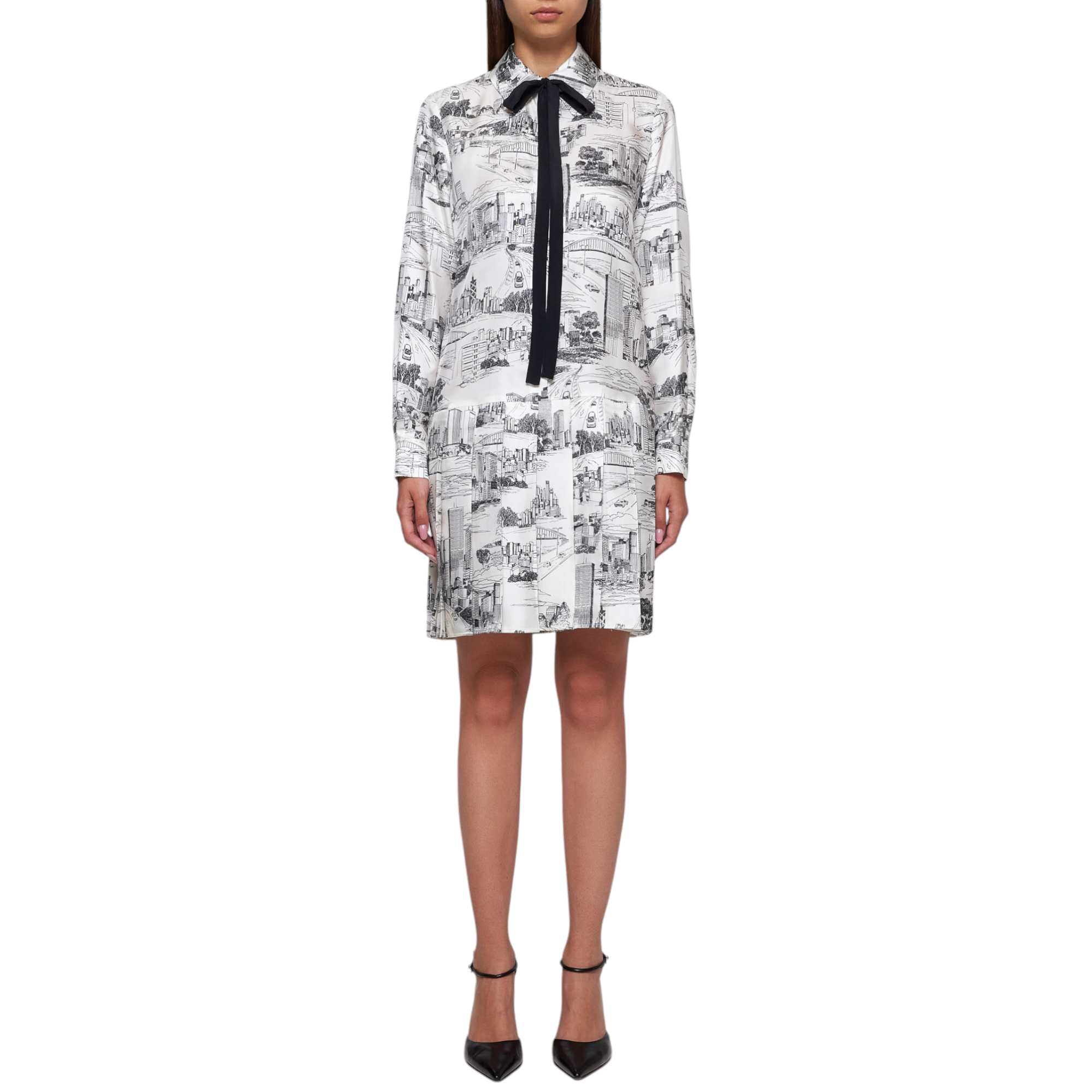 Printed Twill Silk Shirt Dress