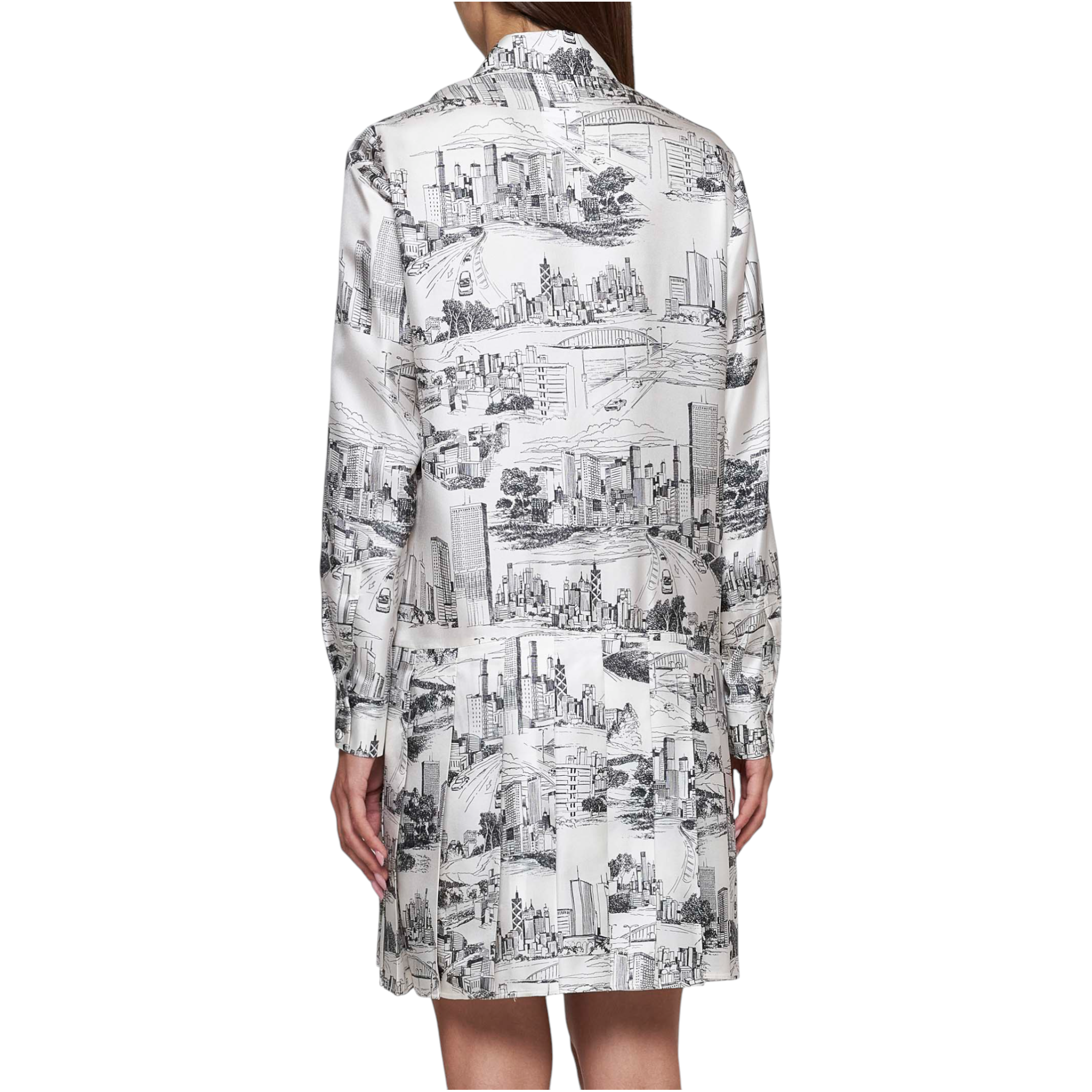 Printed Twill Silk Shirt Dress