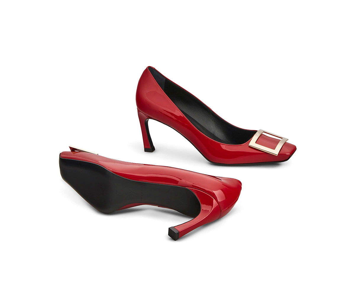 Trompette Metal Buckle Pumps in Patent Leather