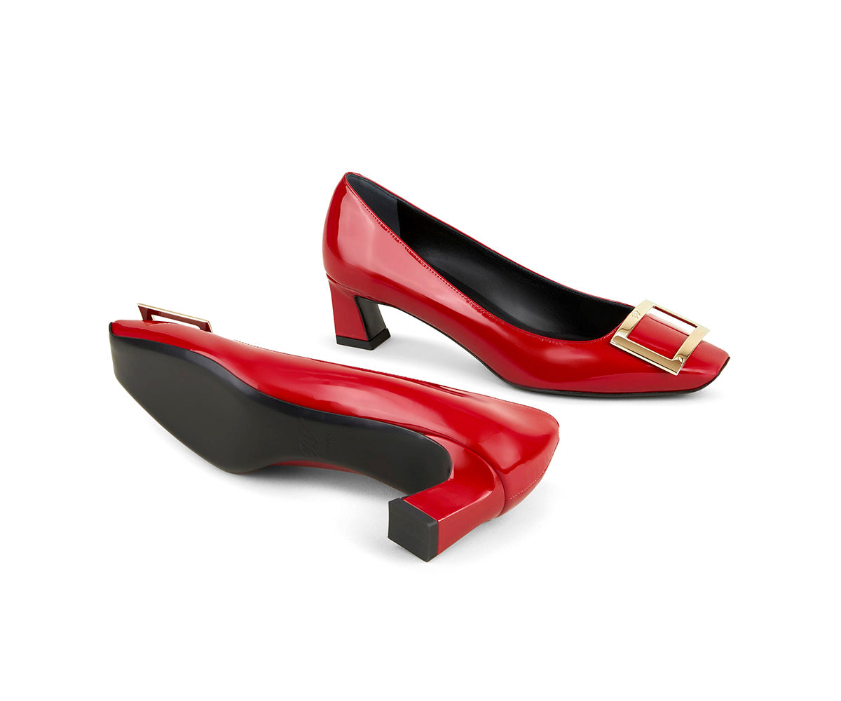 Trompette Metal Buckle Pumps in Patent Leather