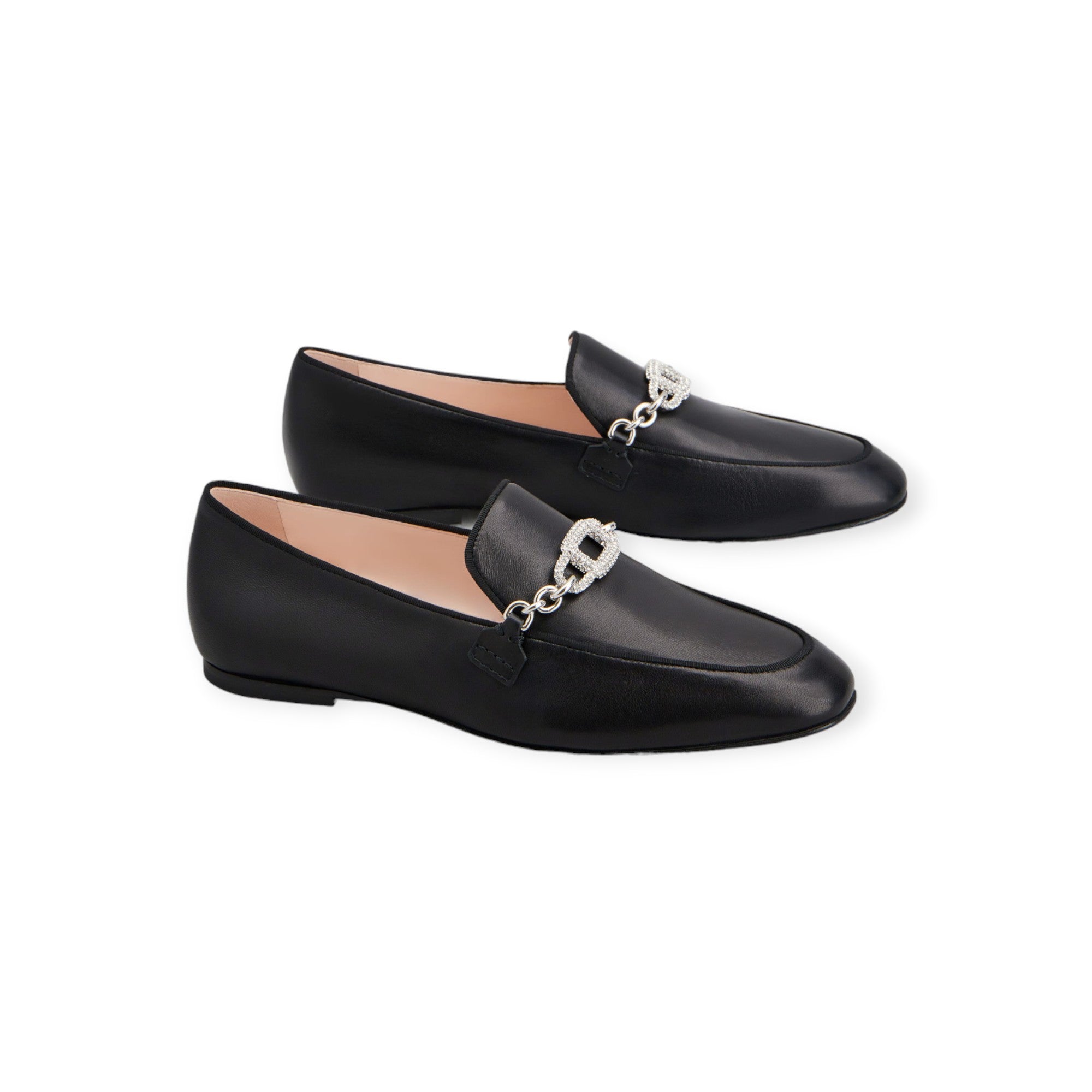 Strass Chain Loafers in Leather Roger Vivier