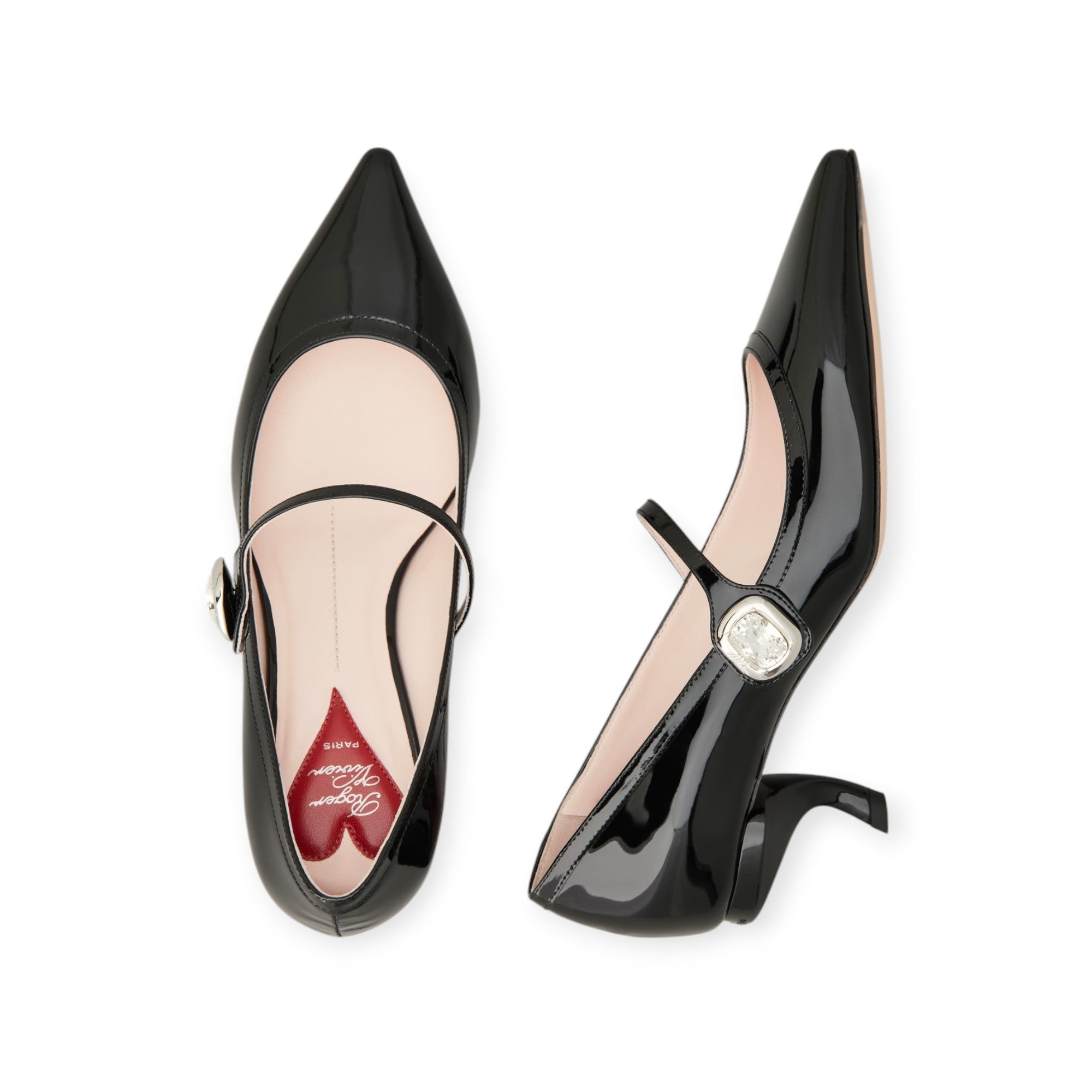 Virgule Mary Jane Pumps in patent leather