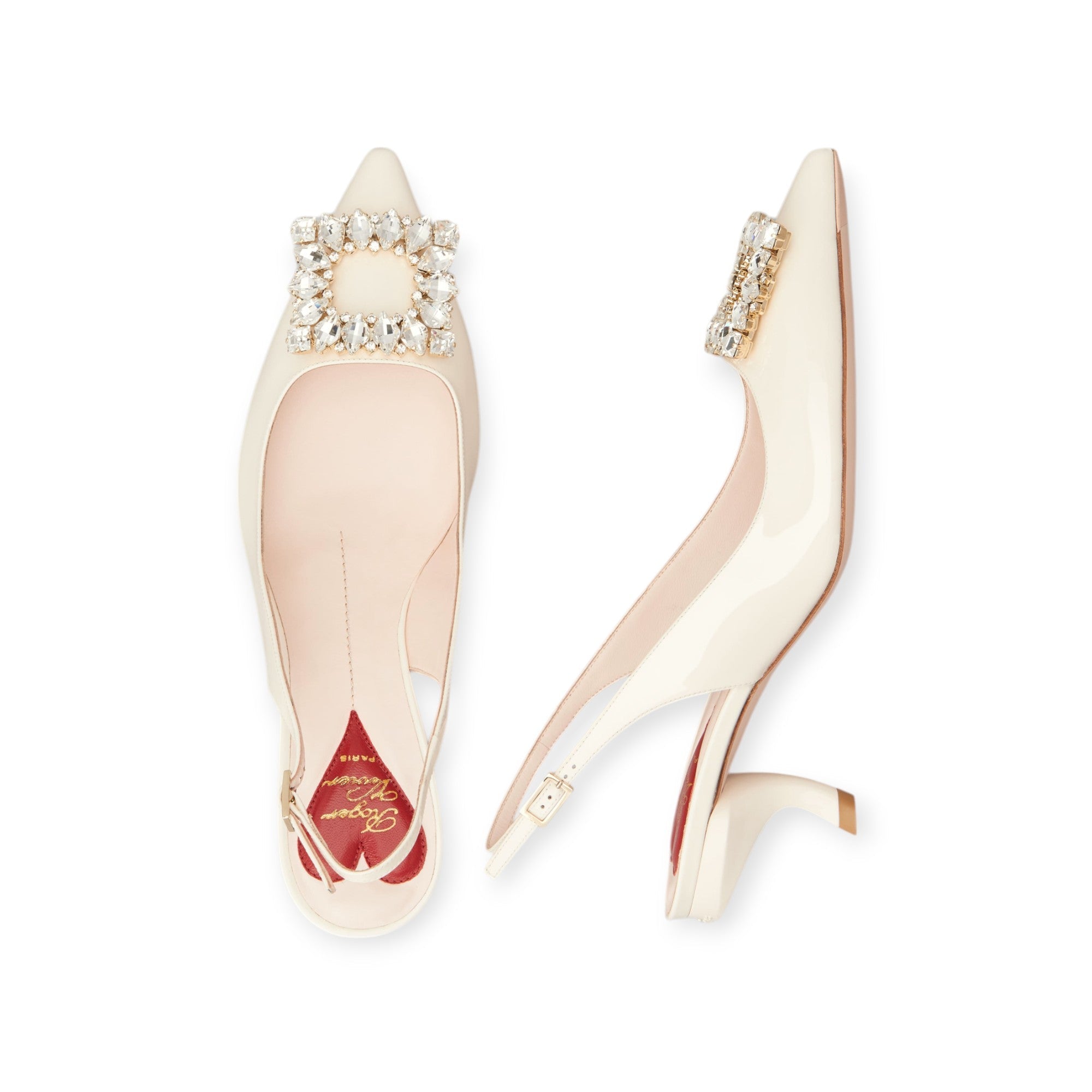 Virgule Slingback Pumps in patent leather