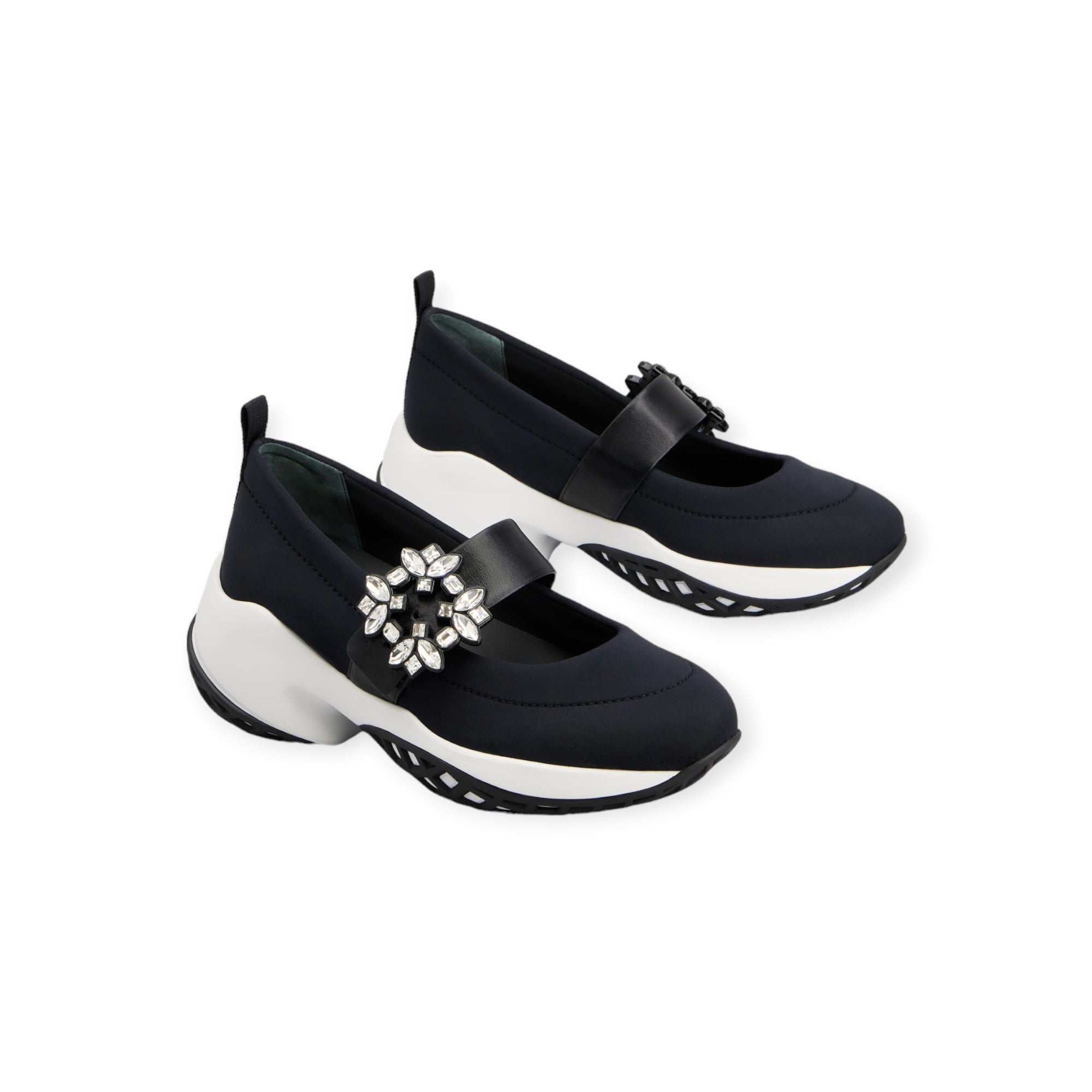 Viv' Run Strass Buckle Ballerinas in Technical Fabric