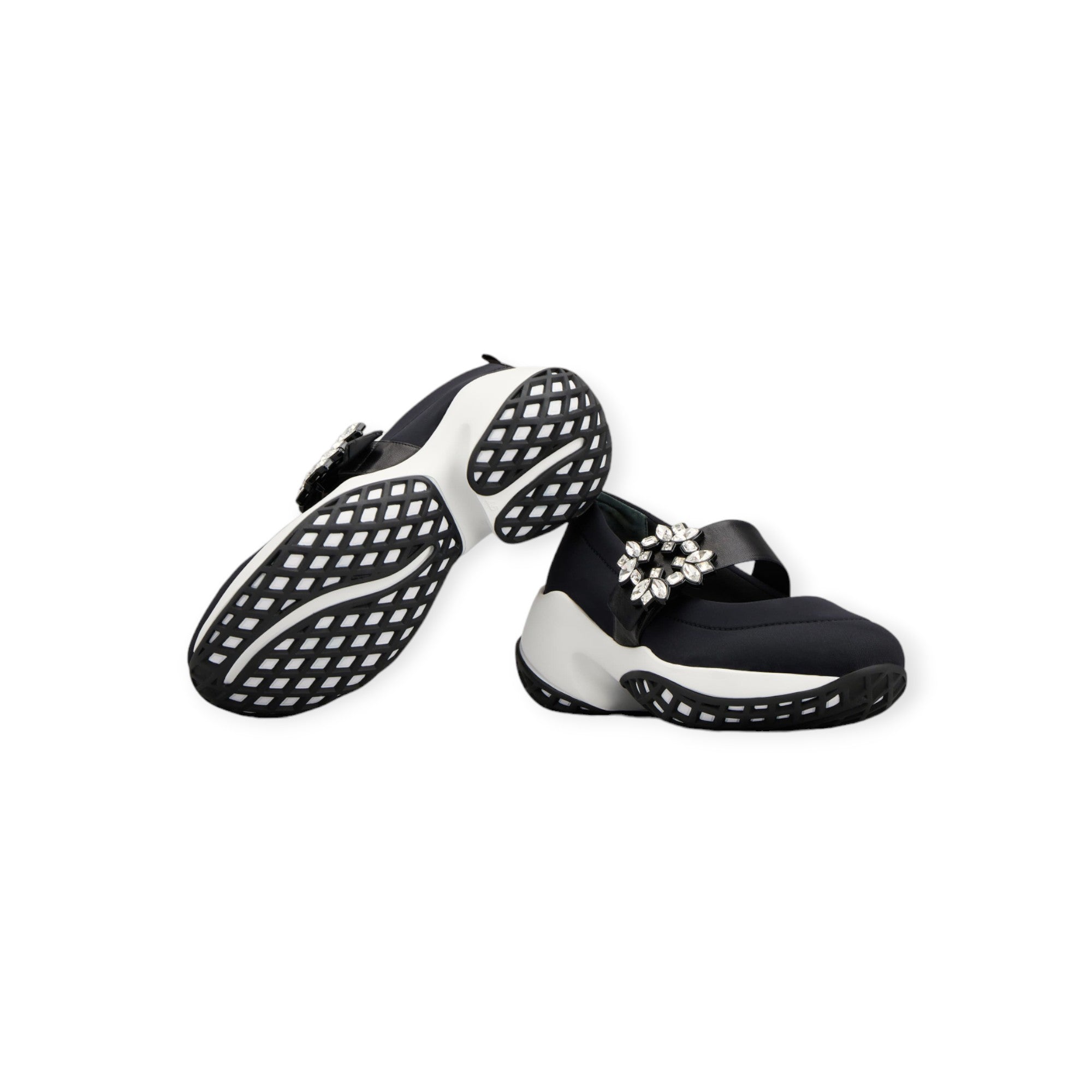 Viv' Run Strass Buckle Ballerinas in Technical Fabric