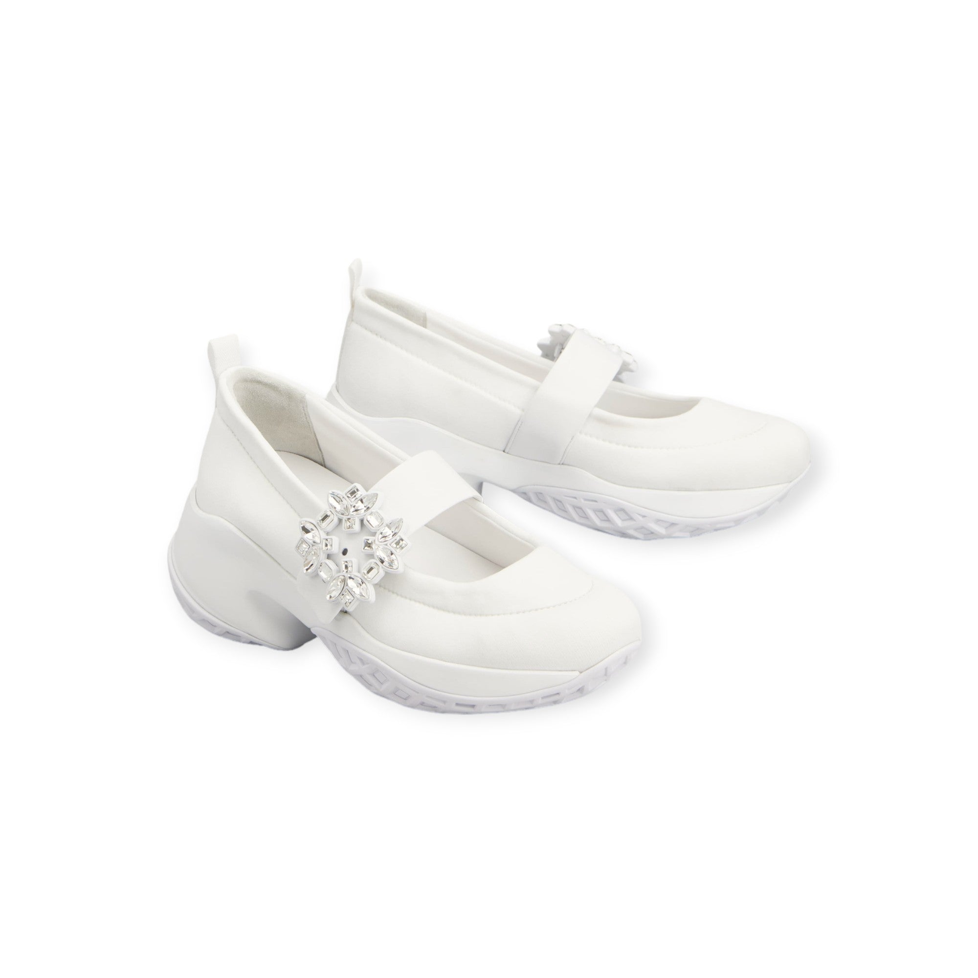 Viv' Run Strass Buckle Ballerinas in Technical Fabric