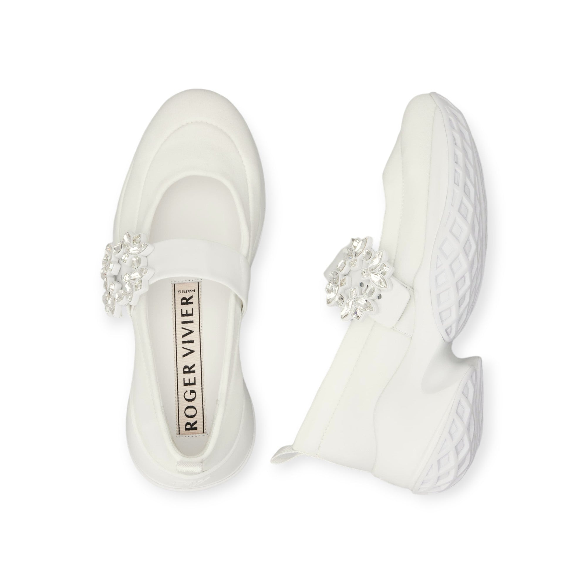 Viv' Run Strass Buckle Ballerinas in Technical Fabric