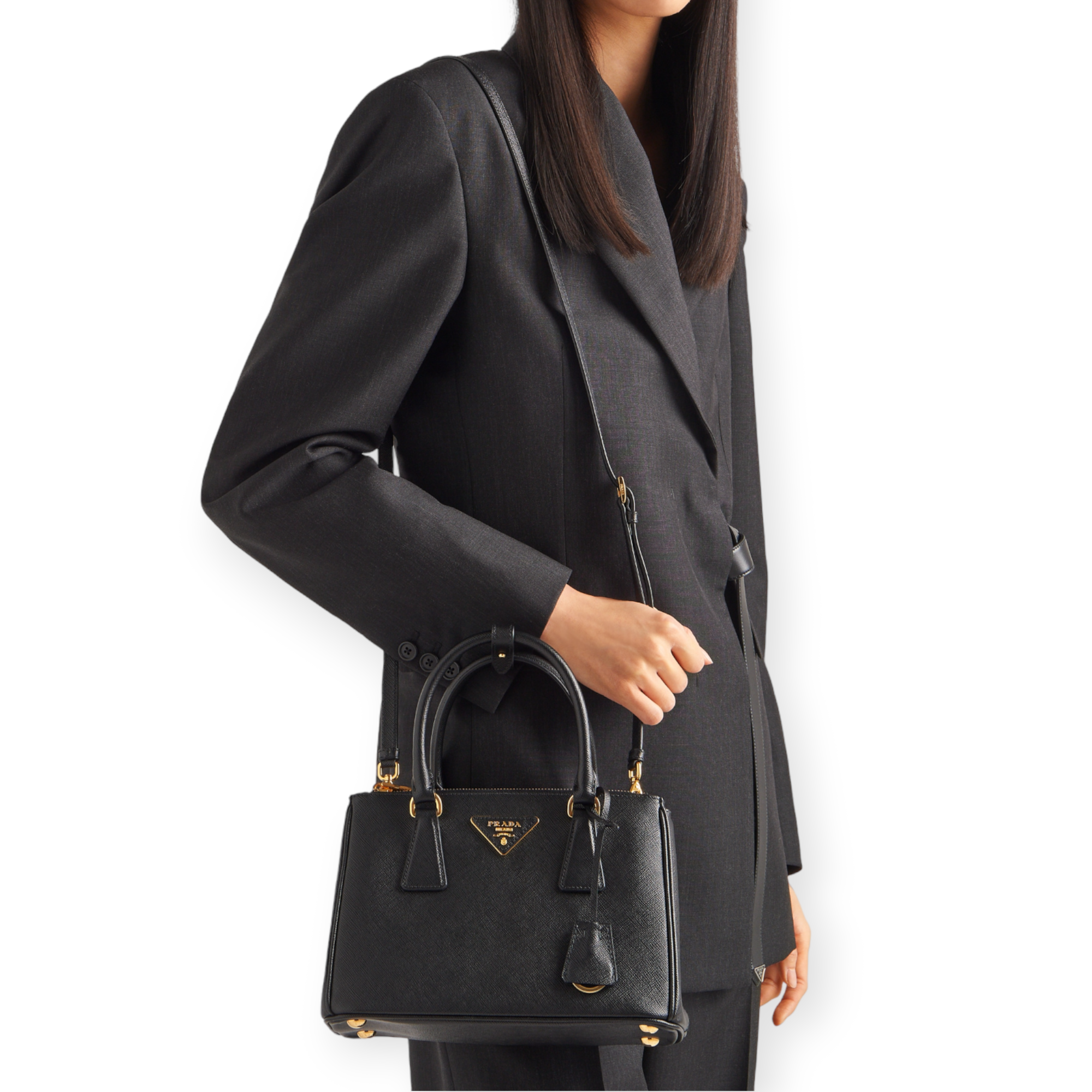 Small Prada Galleria Saffiano leather bag in black