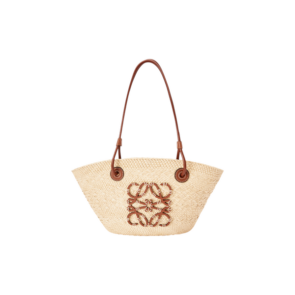 【国内発送】Small Anagram Basket bag Small Anagram Basket bag in iraca palm and calfskin Red - LOEWE