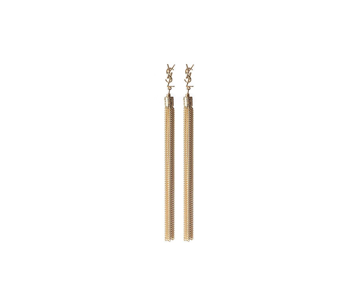 Loulou Earrings With Chain Tassels In Gold-Colored Brass Saint Laurent