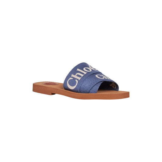 Woody Flat Mule in Lower-Impact Linen – Surfing Blue