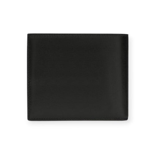 Cassandre East/West Wallet In Grain De Poudre Embossed Leather In Black And Silver