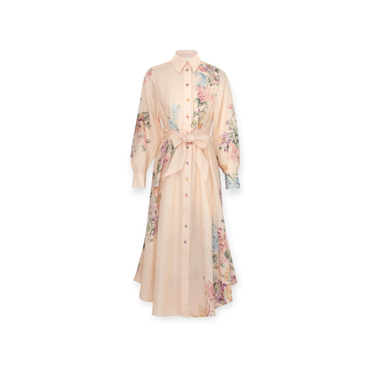 Zimmermann Linen Floral Halliday Dress - Ivory