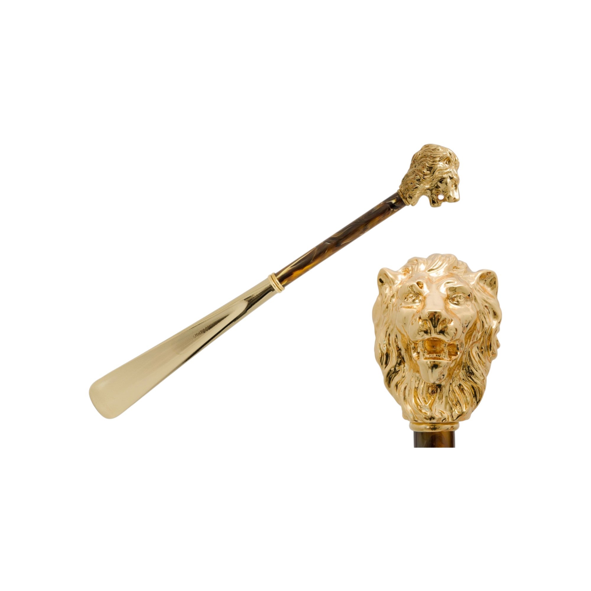 Gold Lion Shoehorn – Pearly Brown Shaft