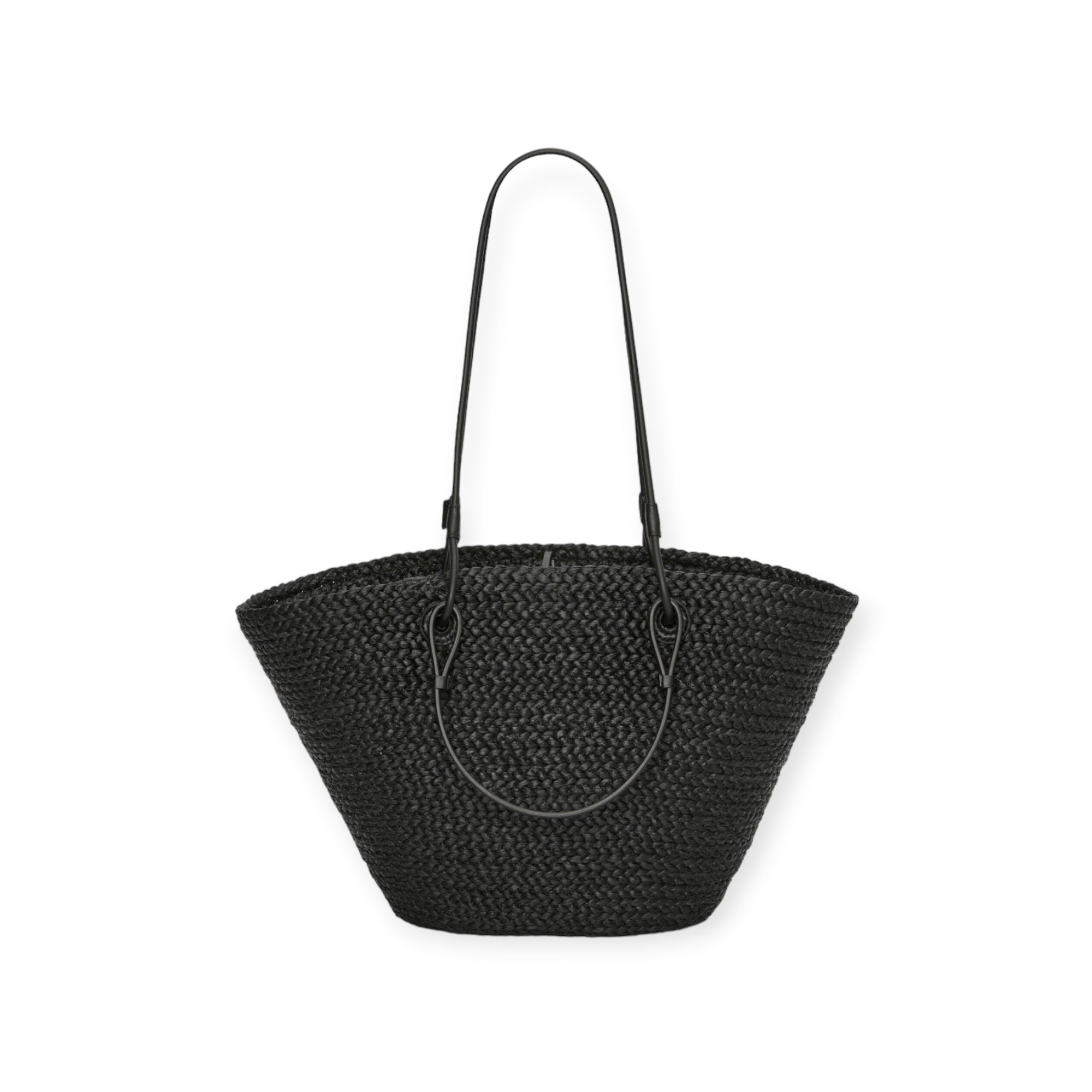 Anagram Basket Bag in Raffia and Calfskin