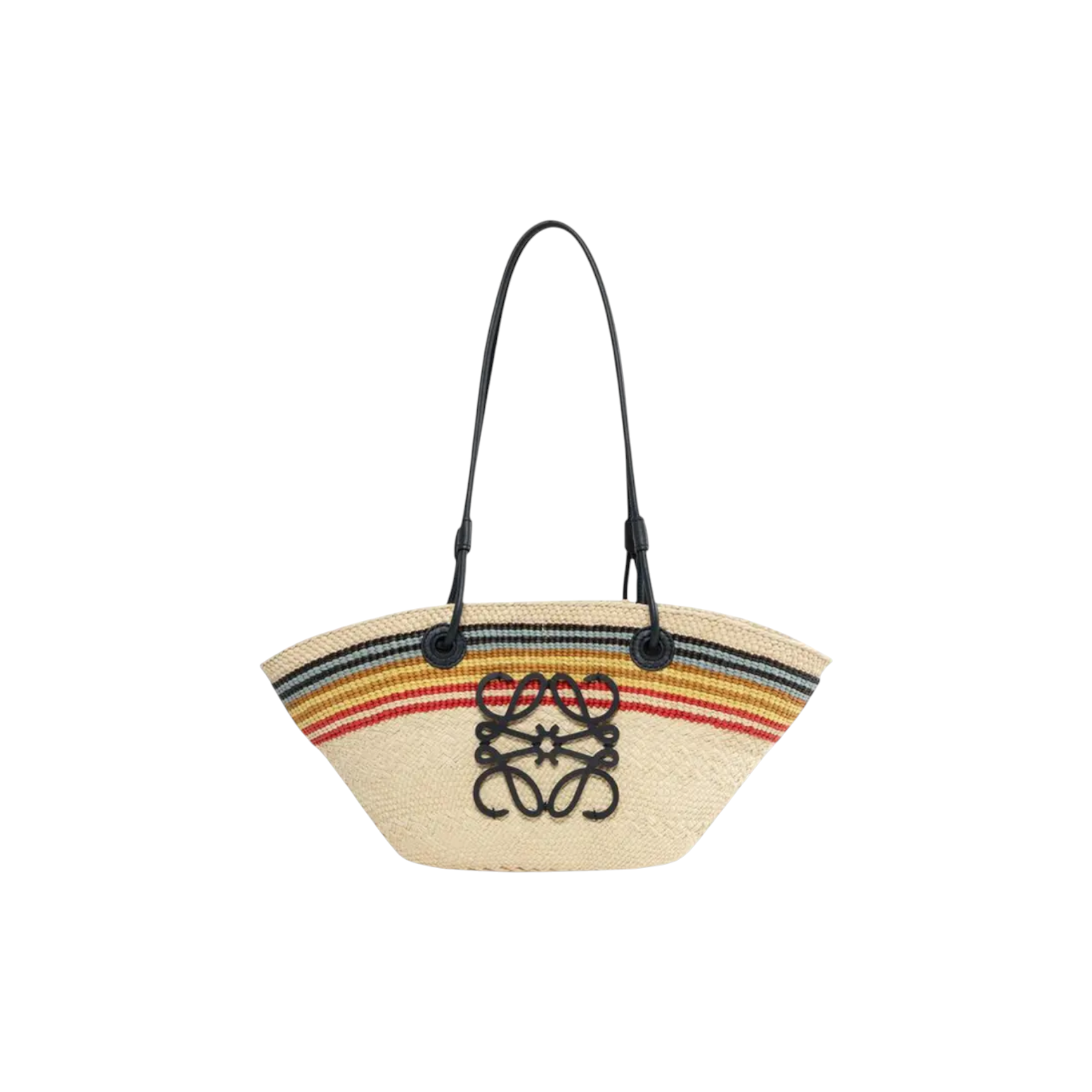 Small Anagram Basket bag in iraca palm and calfskin