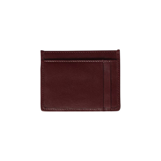 Via Manzoni Boutique burgundy leather card holder with slim design and stitched detailing