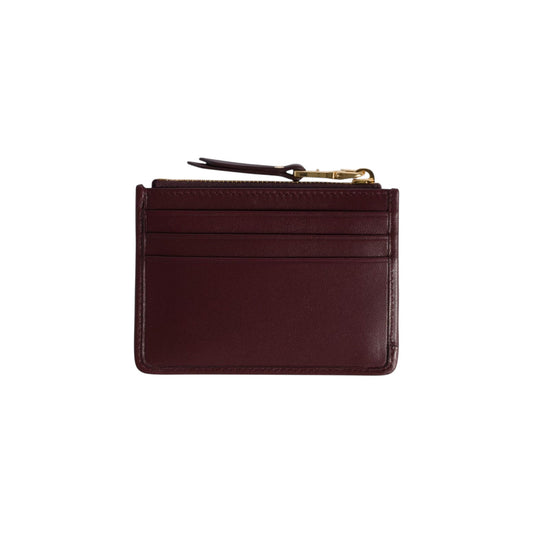 Via Manzoni Boutique burgundy quilted leather card holder with gold zipper and card slots